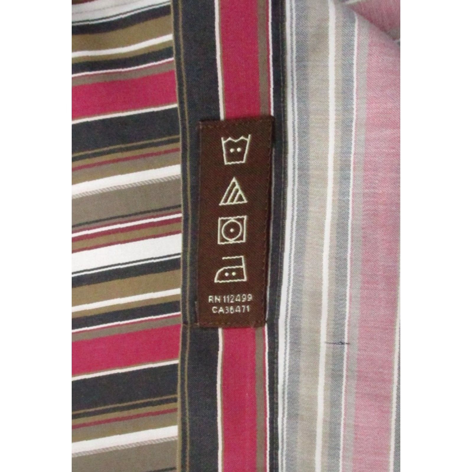 Tailorbyrd Tailorbyrd Dress Shirt Mens XL Brown Red Stripe Long Sleeve Button Up Cotton Size 46R - 7 Thumbnail