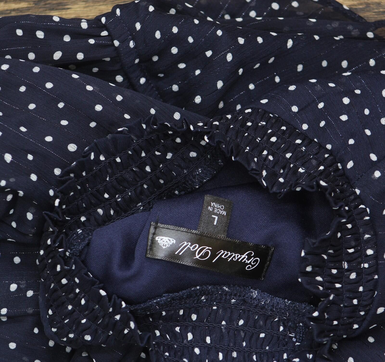 Other Nwt Crystal Doll Sheer Fit Flare Dress Navy Blue / White L Size L / US 10 / IT 46 - 5 Thumbnail