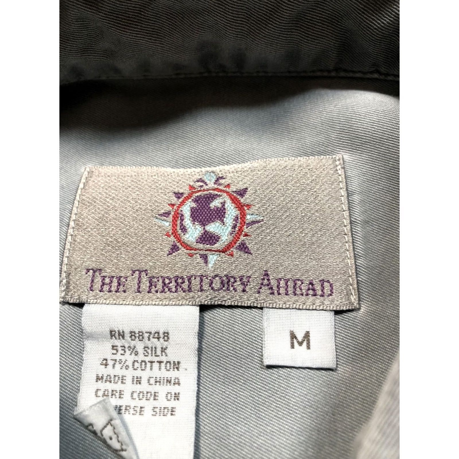 The Territory Ahead Territory Ahead Shirt Mens Medium Gray Silk Cotton Long Sleeve Button Up Casual Size US M / EU 48-50 / 2 - 7 Thumbnail
