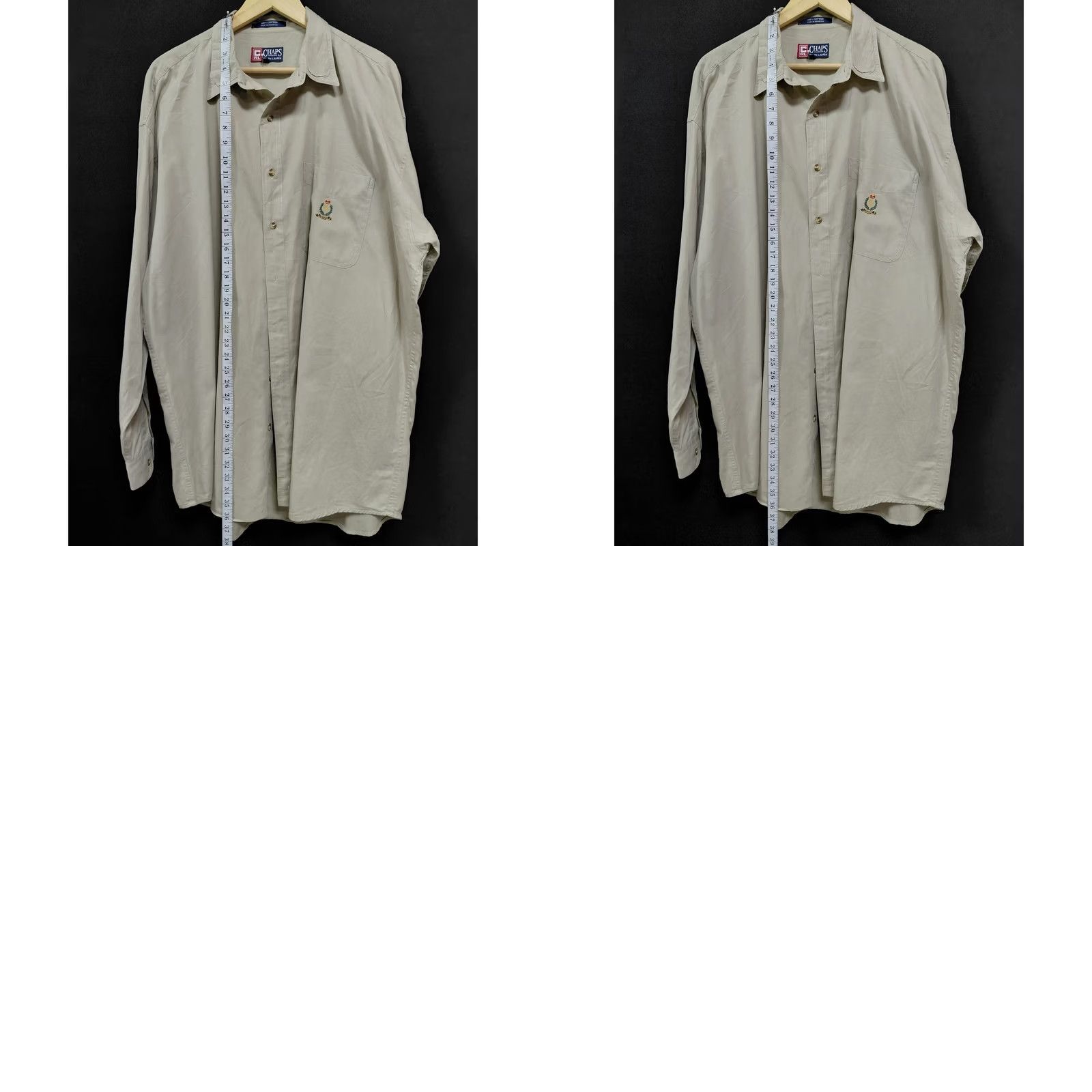 Ralph Lauren CHAPS RALPH LAUREN Shirt Solid Long Sleeve Men XLT Beige 100% Cotton Button-Up Logo Embroidered Casual Business Shirt Size US XL / EU 56 / 4 - 8 Thumbnail