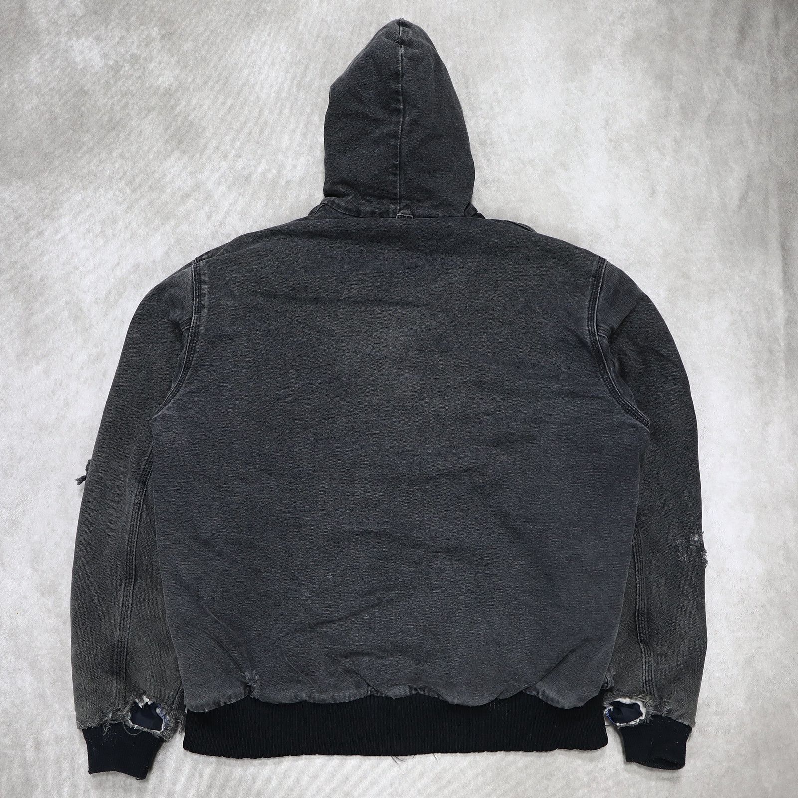 Balenciaga Vintage Thrashed Carhartt JQ1005 Faded Black Hooded Jacket Size US L / EU 52-54 / 3 - 3 Thumbnail