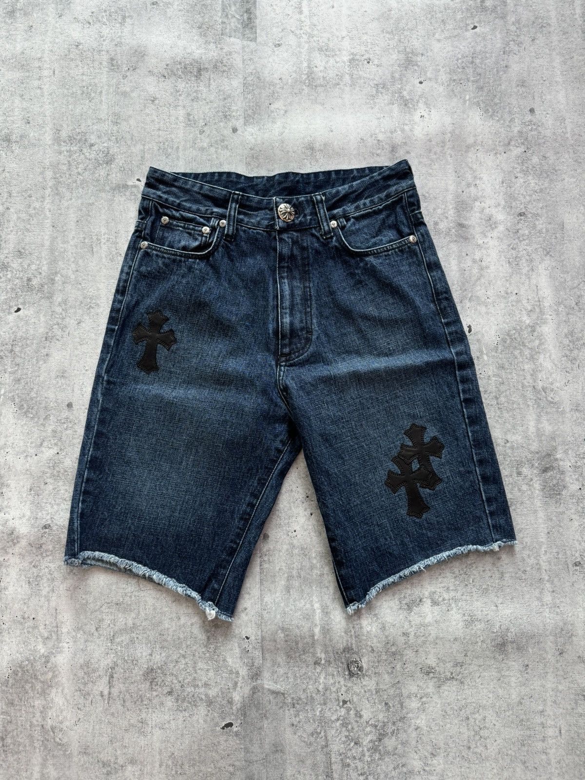 Chrome Hearts Chrome Heart Blue Levi Cross Patch Shorts Size 24" / US 00 / IT 34 - 1 Thumbnail