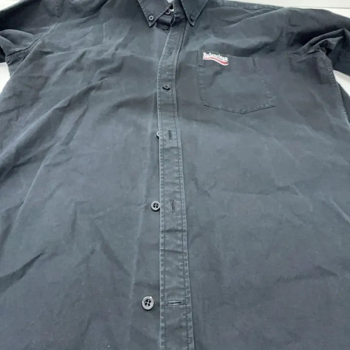 Balenciaga Balenciaga Balenciaga Black Logo Print Long Sleeve Shirt - Size US S / EU 44-46 / 1 - 3 Thumbnail