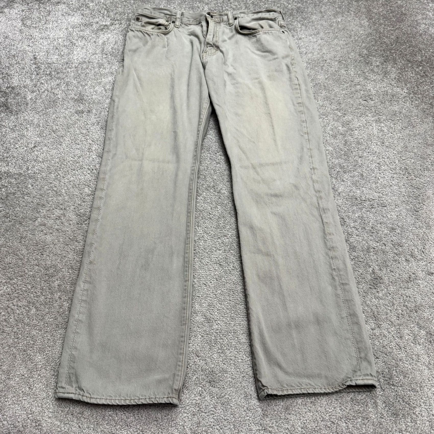 J.Crew J.Crew Jeans Mens 32 Gray Cotton Slim Fit Straight Leg Casual Denim 33x32 Size US 33 - 3 Thumbnail