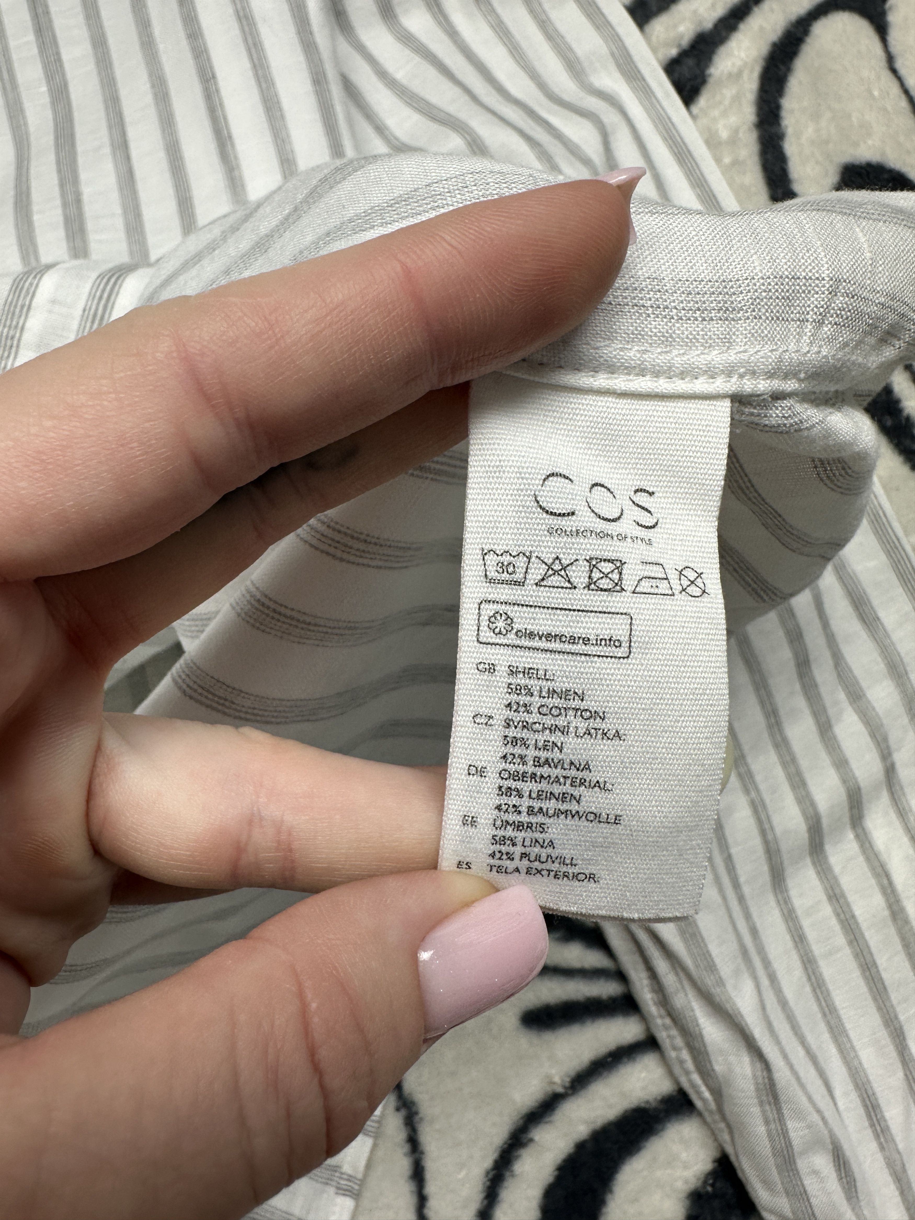 Cos Cos Mens Linen Collarless Long Sleeve Shirt Size US S / EU 44-46 / 1 - 5 Thumbnail