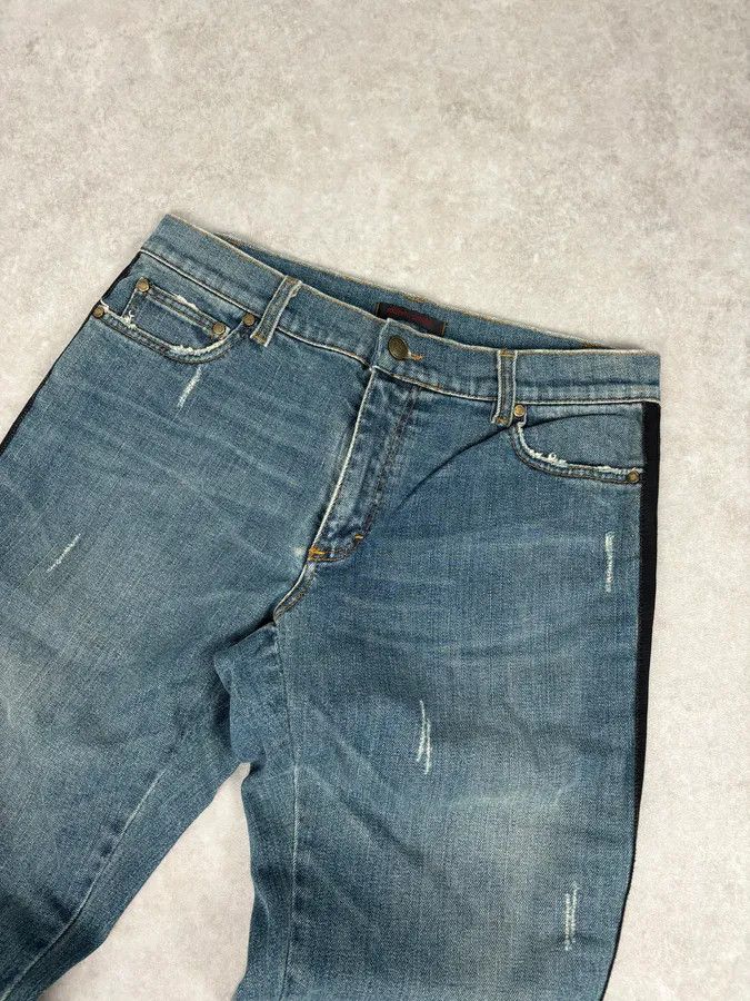 Roberto Cavalli 2000s Roberto Cavalli Blue Straight Contrast Side Stripe Denim Jeans Size US 32 / EU 48 - 5 Thumbnail