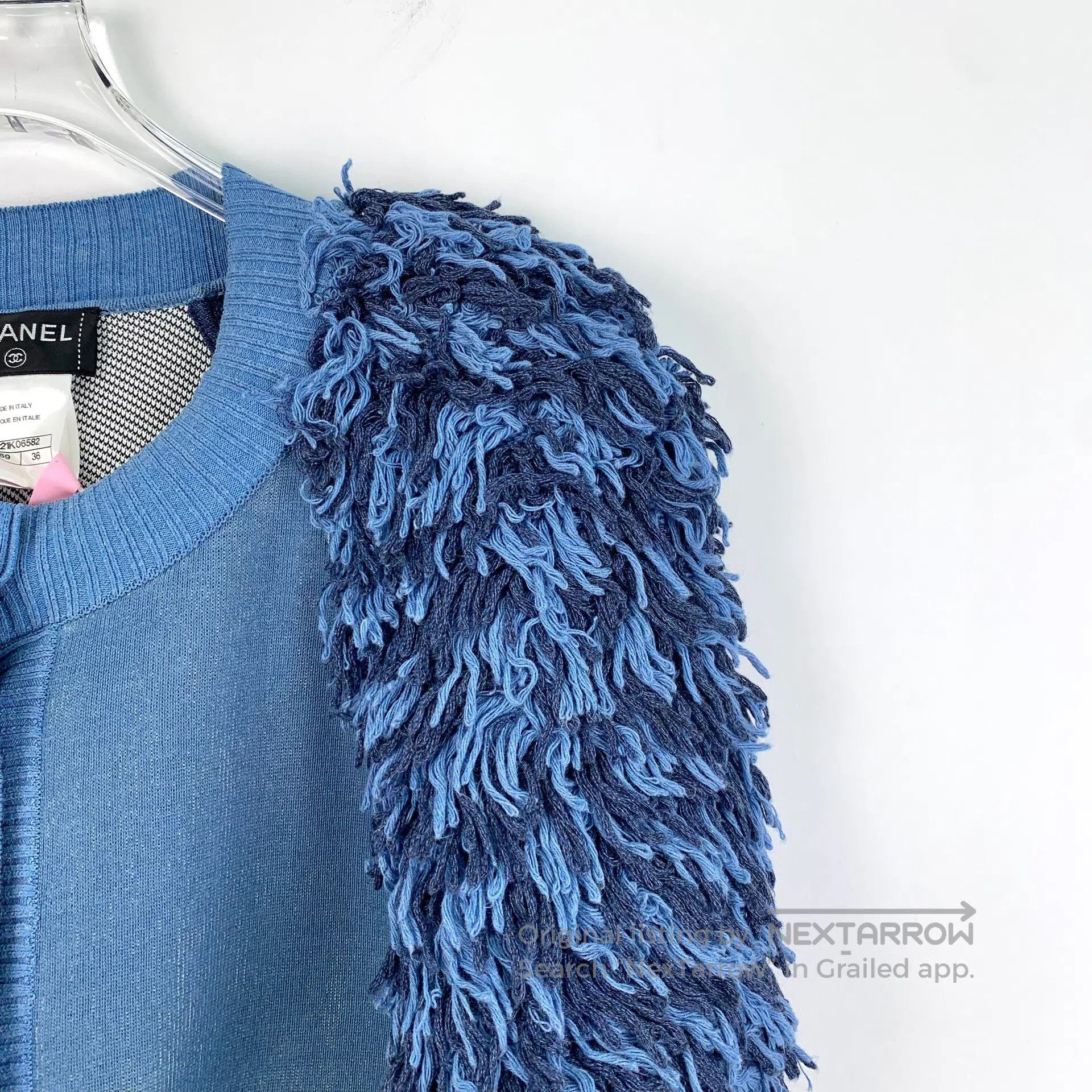 Chanel Chanel Blue fringed cotton round neck single-breasted shor Size XS / US 0-2 / IT 36-38 - 3 Thumbnail