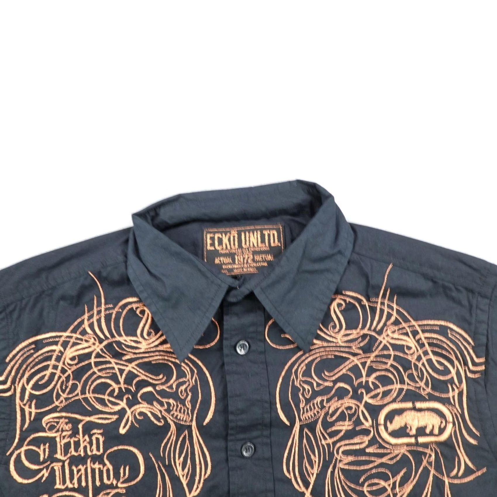 Ecko Unltd. VINTAGE Ecko Unltd Shirt Mens Large Black Embroidered French Flip Cuffs Tribal Y2K NEW Size US L / EU 52-54 / 3 - 2 Thumbnail