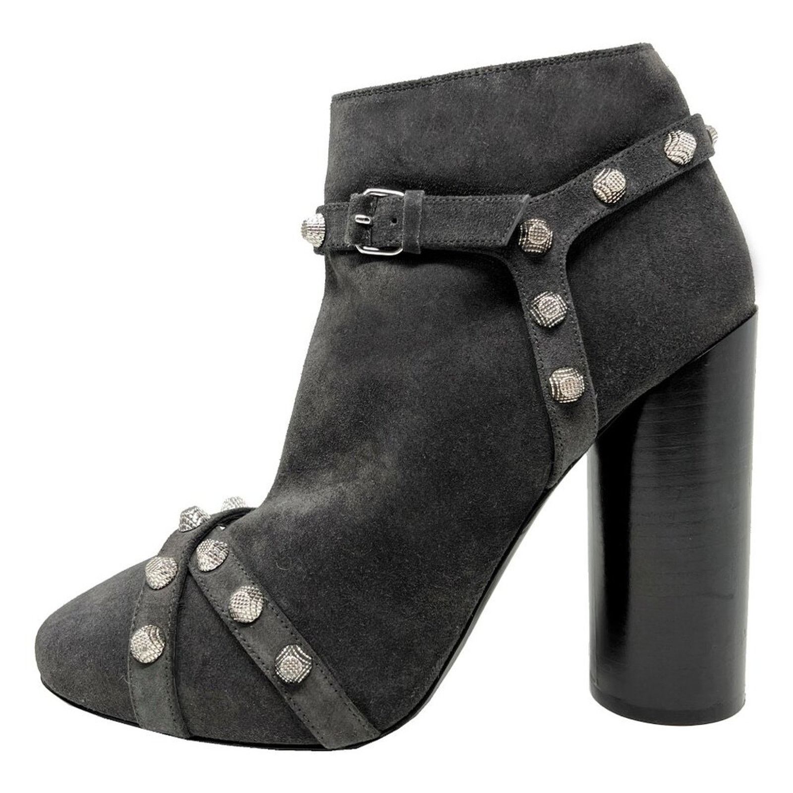 Balenciaga Balenciaga Grey Suede Silver Studded Ankle Boots – Size 39 Size US 9 / IT 39 - 1 Thumbnail