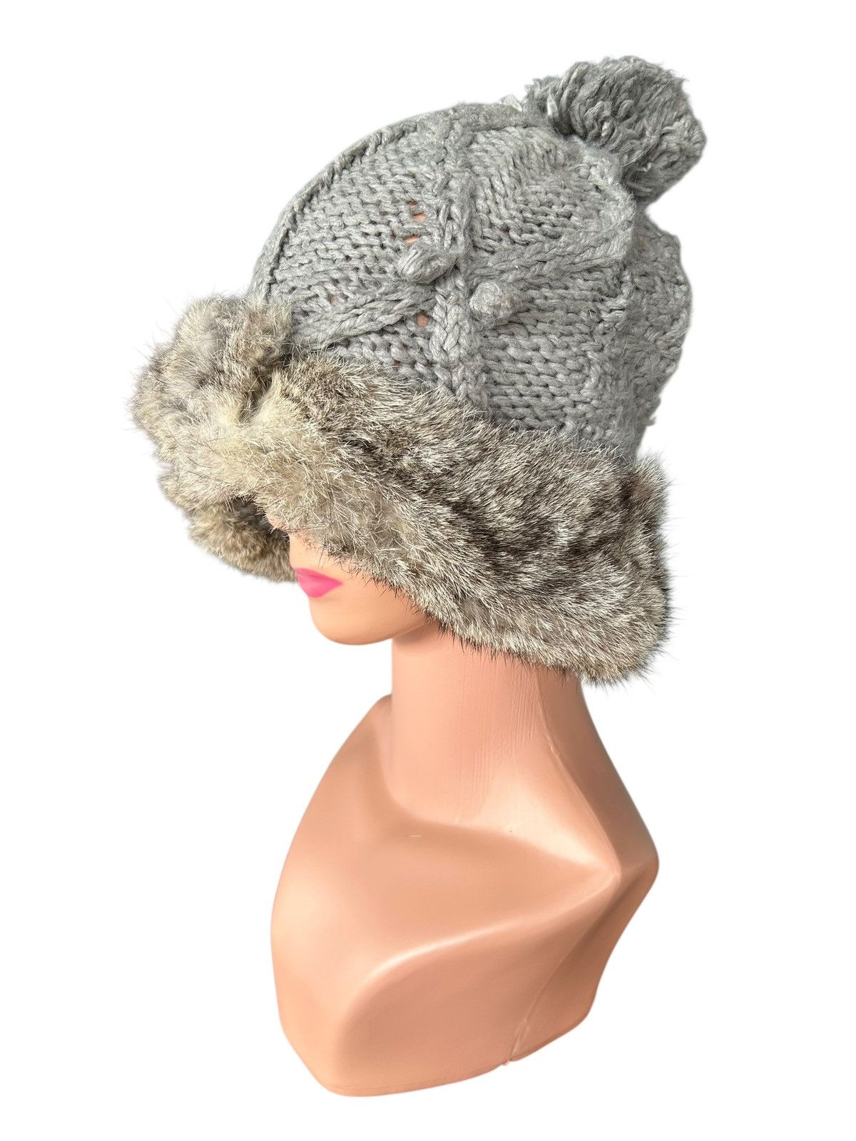 Beauty Beast Japanese Punk Bondage Style Knitted Rabbit Fur Beanie Hats Size ONE SIZE - 2 Thumbnail