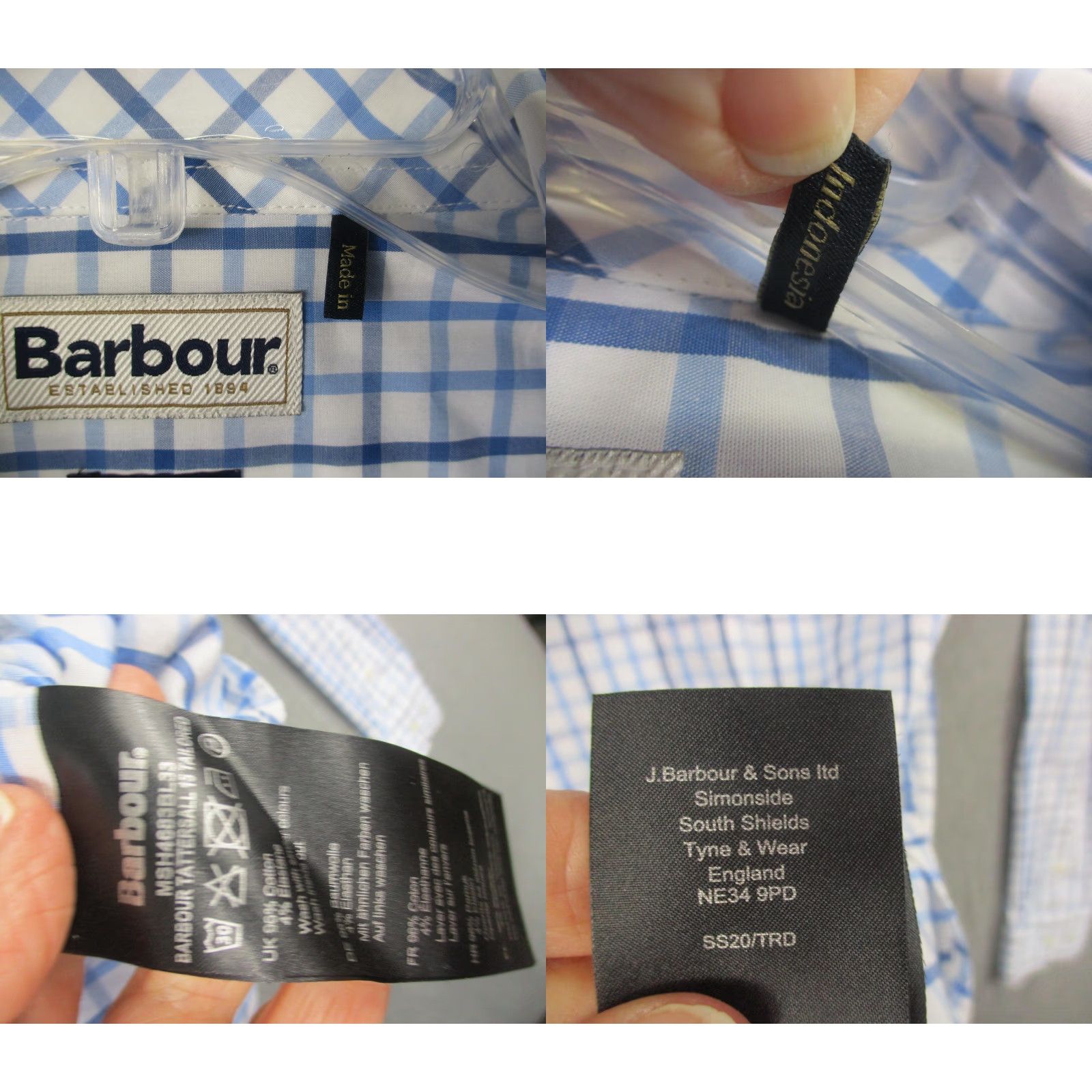 Barbour Barbour Shirt Mens 2XL Blue White Tattersall Plaid Button Down Tailored Fit Size US XXL / EU 58 / 5 - 8 Thumbnail