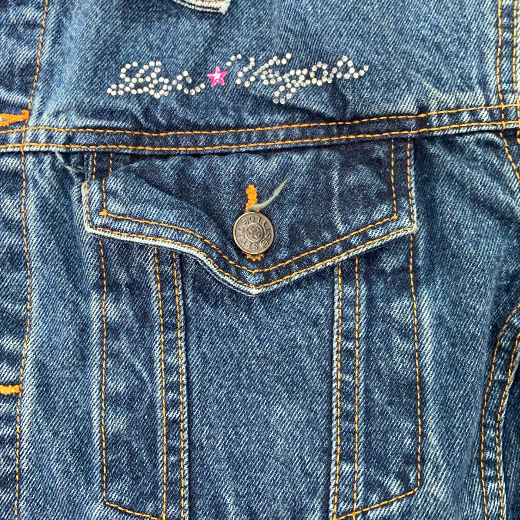 Denime Stylo Jeans Jacket Womens M Blue Denim Rhinestones Embellished Casual Zip Jacket Size 32" / US 10 / IT 46 - 4 Thumbnail