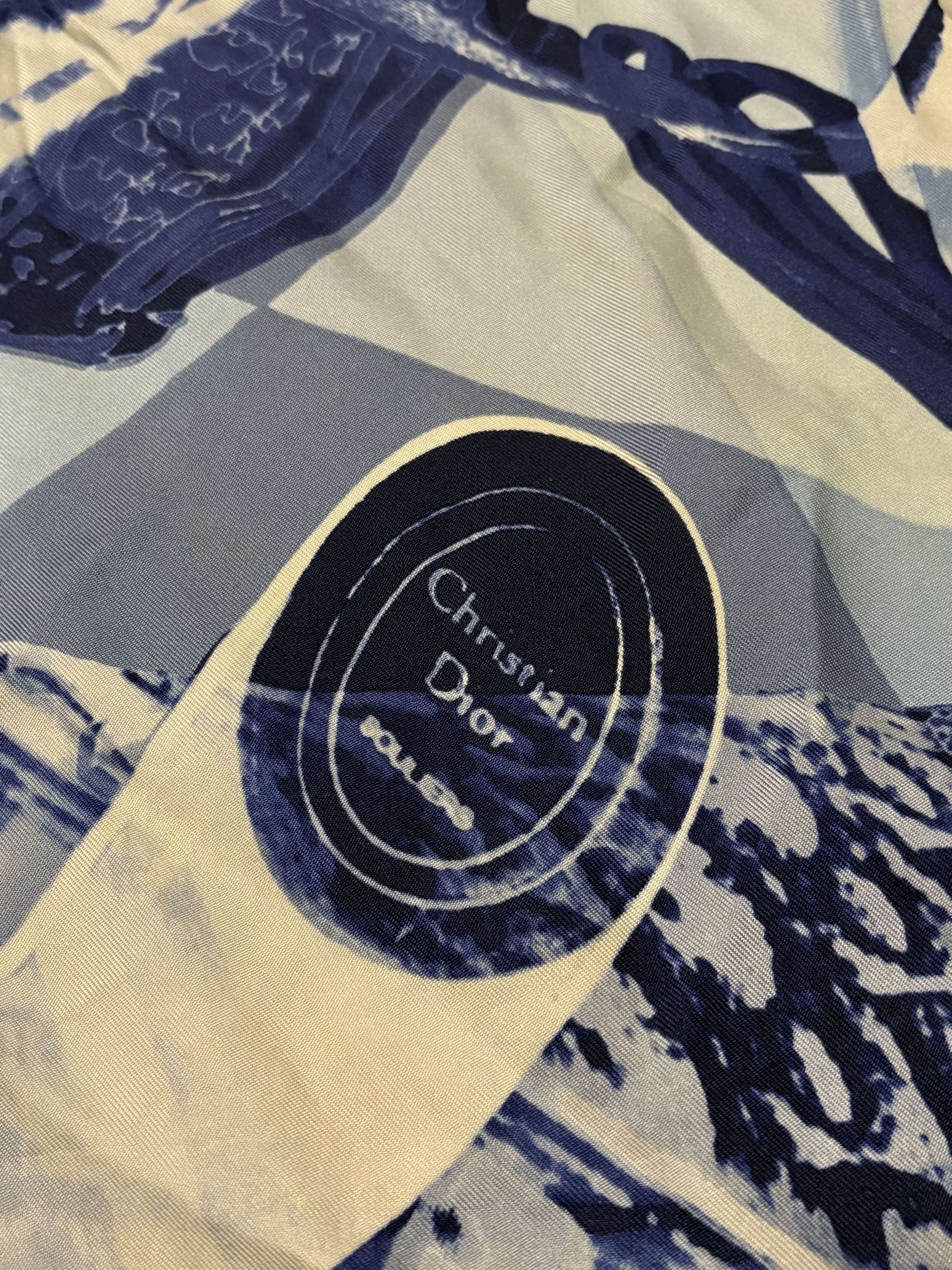 Christian Dior Monsieur Christian Dior Silk Scarf Blue Monogram Accessories Art Size ONE SIZE - 11 Thumbnail