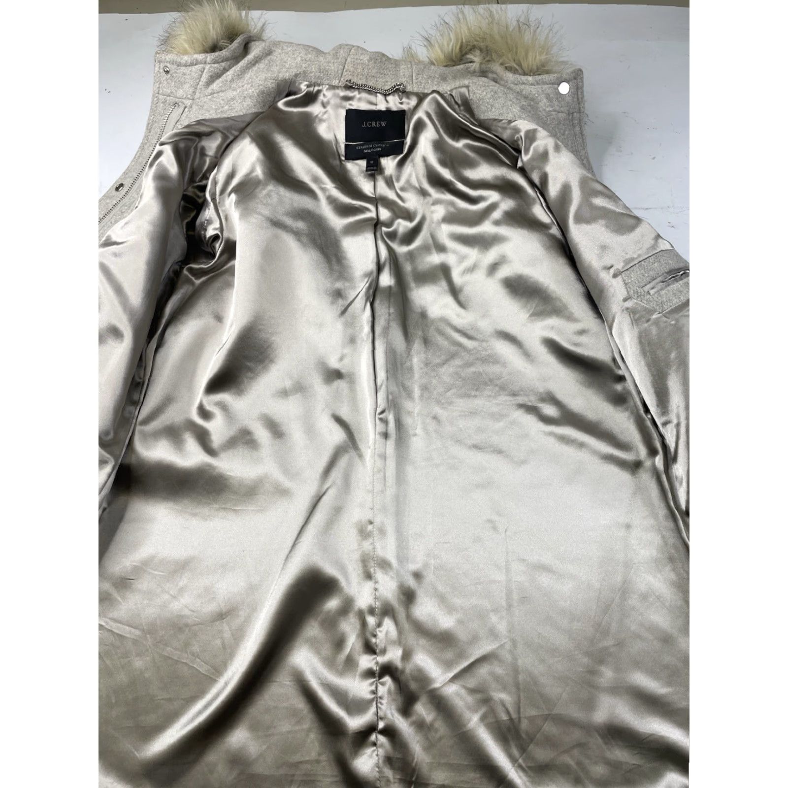 J.Crew J. Crew Chateau Parka Coat Wool Fur Hood Gray 12 Women Regular Mid-Length Zip Ski Retro Classic Preppy Parka Jacket/Coat Size XL / US 12-14 / IT 48-50 - 3 Thumbnail