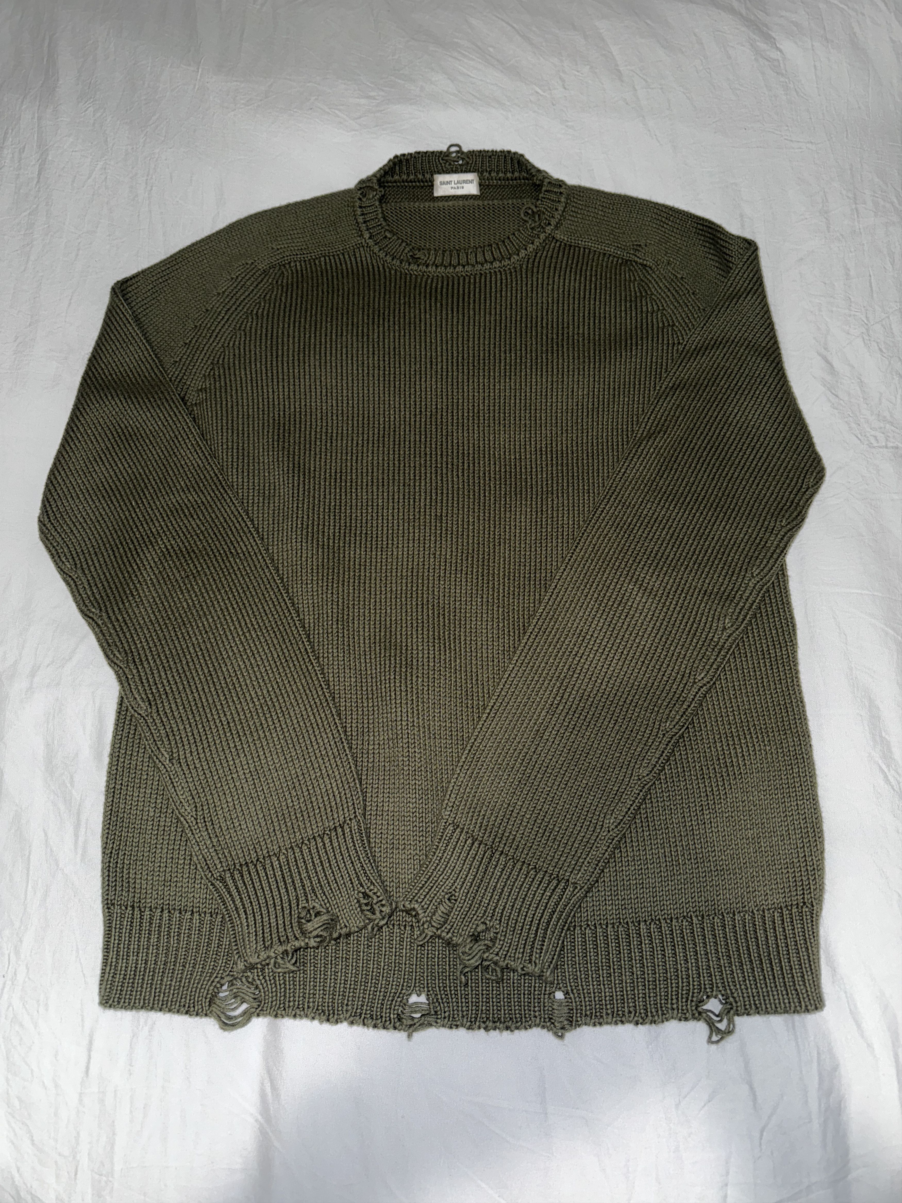 トップス Saint Laurent FW23 / Destroyed Sweater Saint Laurent | Destroyed Knit Sweater | Crew Neck Jumpers
