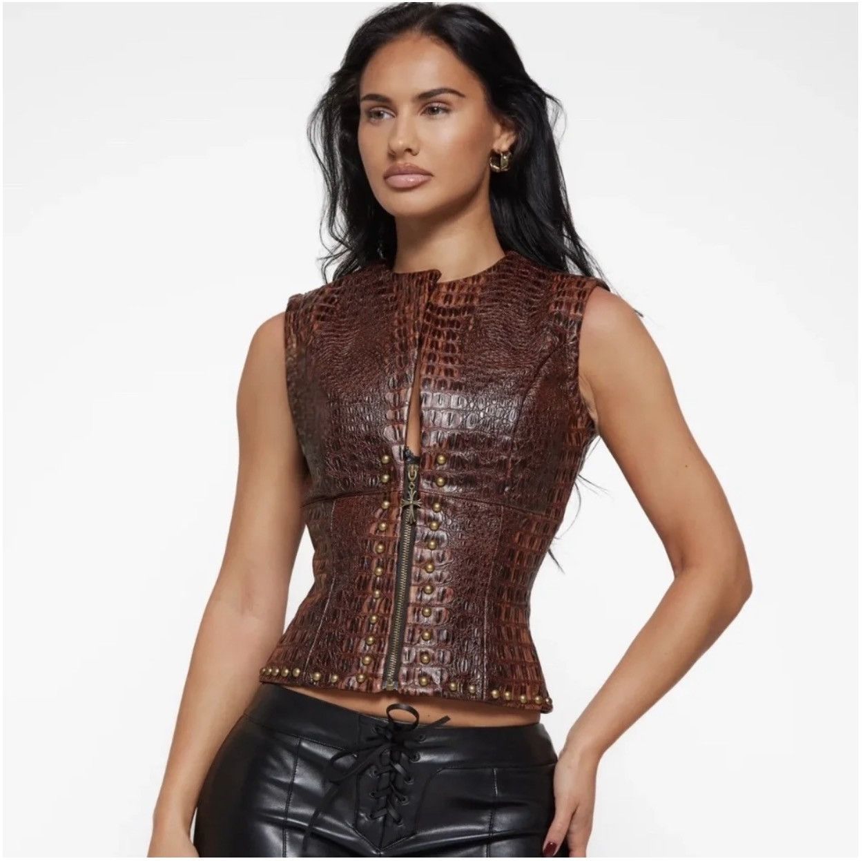 Other A Vintage Fit Crocodile Leather Top Size M / US 6-8 / IT 42-44 - 1 Thumbnail