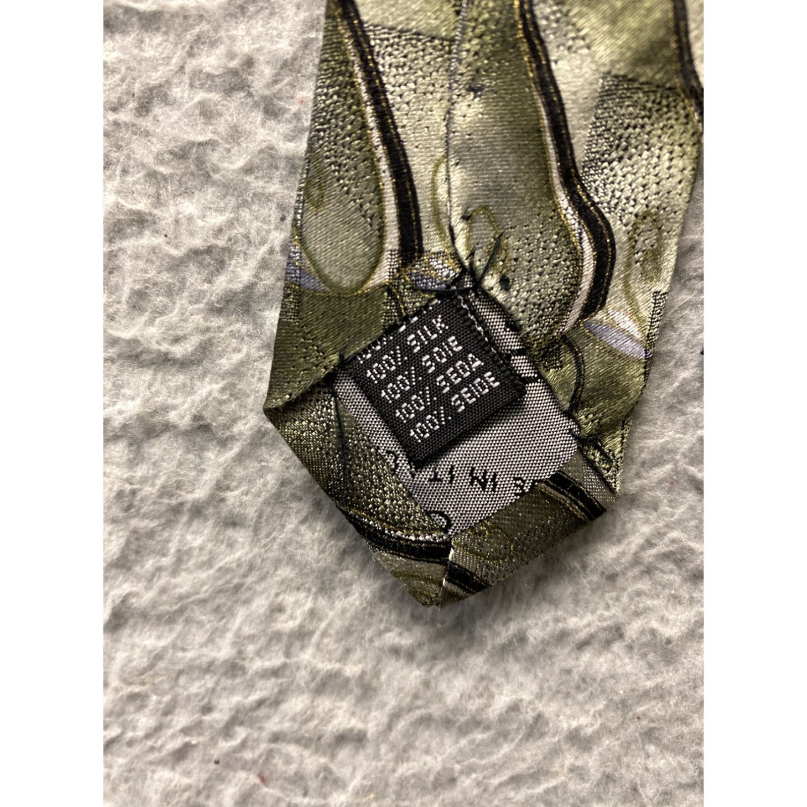 Vintage Linea Uomo Mens Tie Necktie 61"L Green Silk Formal Neck Tie Geometric Pattern Mens Size ONE SIZE - 3 Thumbnail