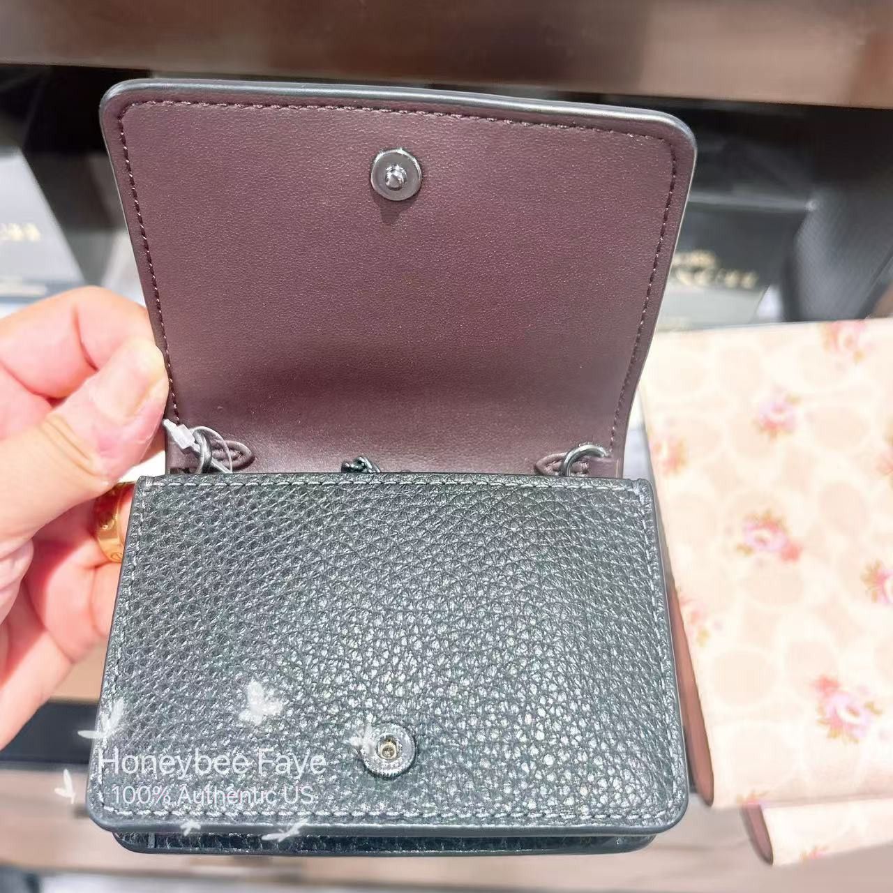 Coach Mini Wallet On A Chain With Floral Applique CAL71 Size ONE SIZE - 3 Thumbnail