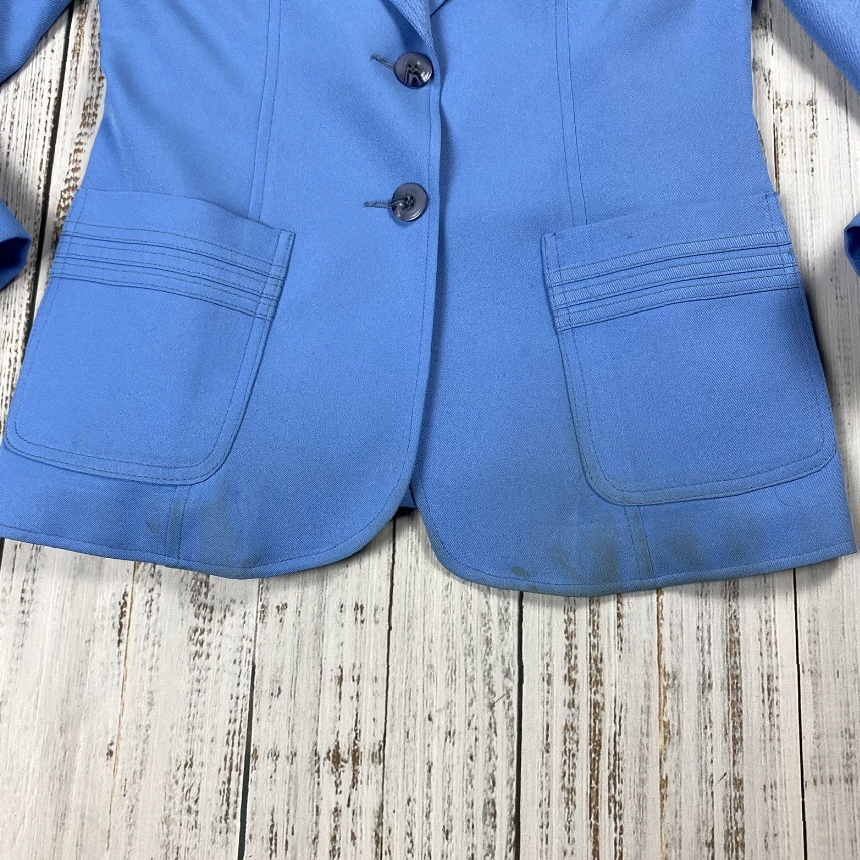 Vintage VINTAGE 70S 80S COLLEGE TOWN FITTED TAILORED BLAZER WOMENS M/L BLUE LADIES Size M / US 6-8 / IT 42-44 - 2 Thumbnail