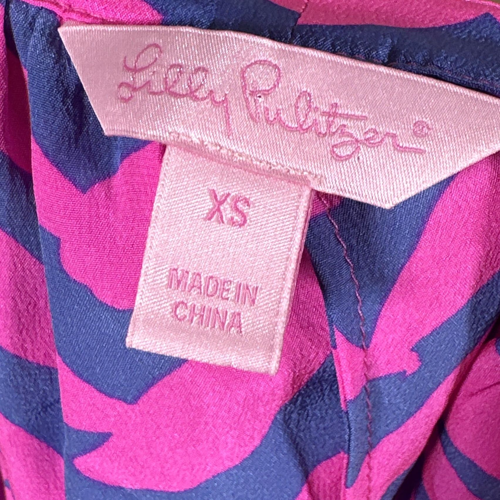 Lilly Pulitzer Lilly Pulitzer Shirt Womens XS Silk V-Neck 3/4 Sleeve Chevron Geometric Tunic Blouse Pink Purple Womens Size XS / US 0-2 / IT 36-38 - 6 Thumbnail