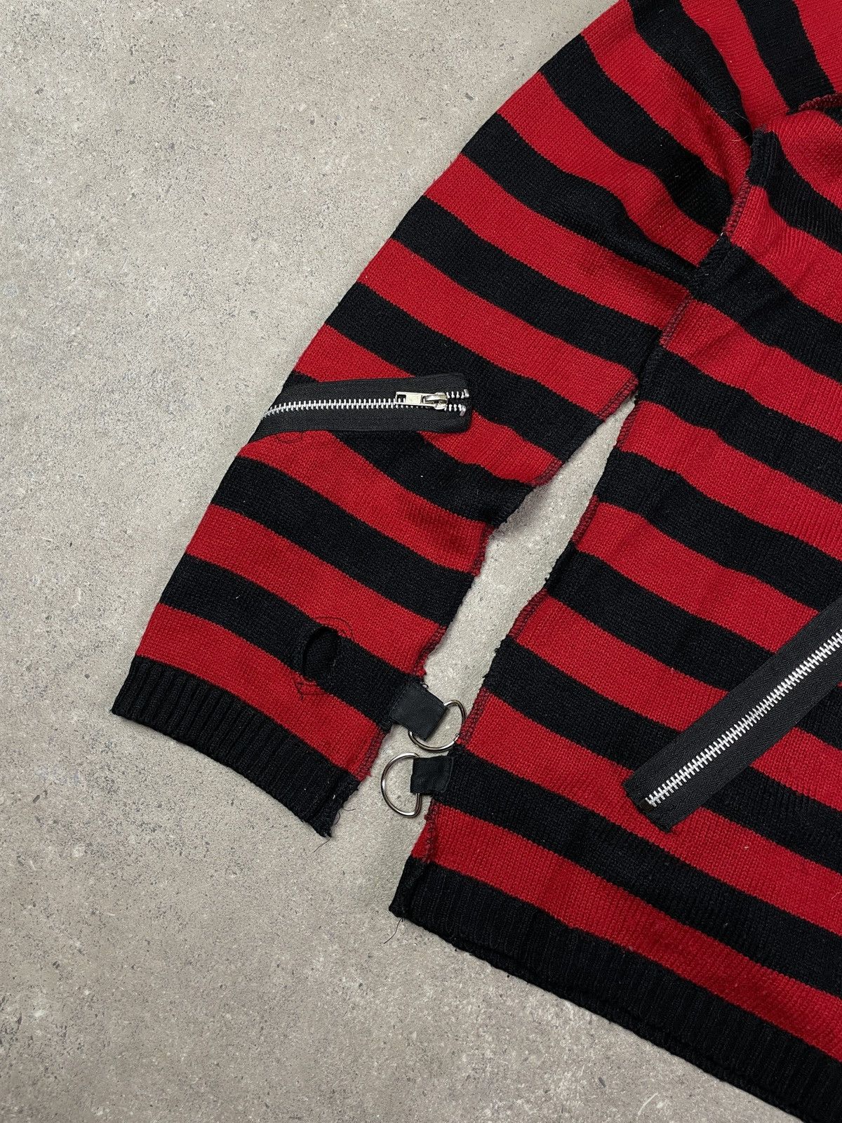 Japanese Brand × Vintage Vintage Goth Y2K Opium Striped Gringe Full Zip Sweater Size US L / EU 52-54 / 3 - 3 Thumbnail