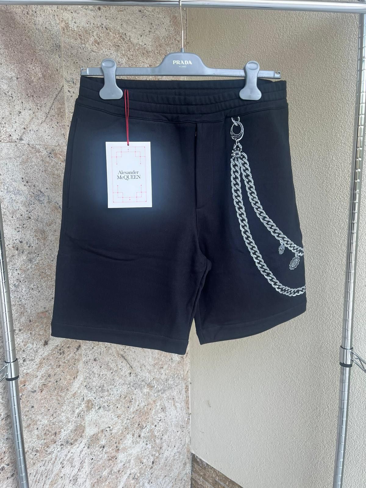 Q.3 / Chain Embroidered Shorts in Black