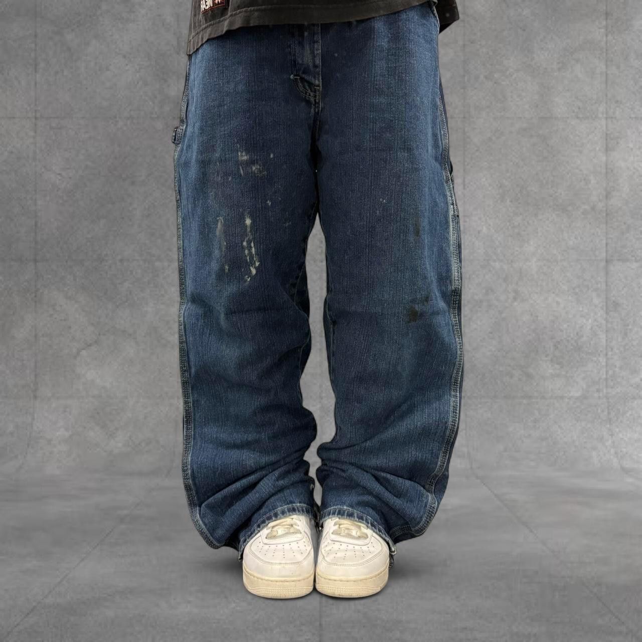 Vintage Crazy Vintage Y2K/2000s Baggy Wideleg Workwear Style Dickies Stained Carpenter Dark Wash Denim Jeans! Size US 40 / EU 56 - 1 Thumbnail