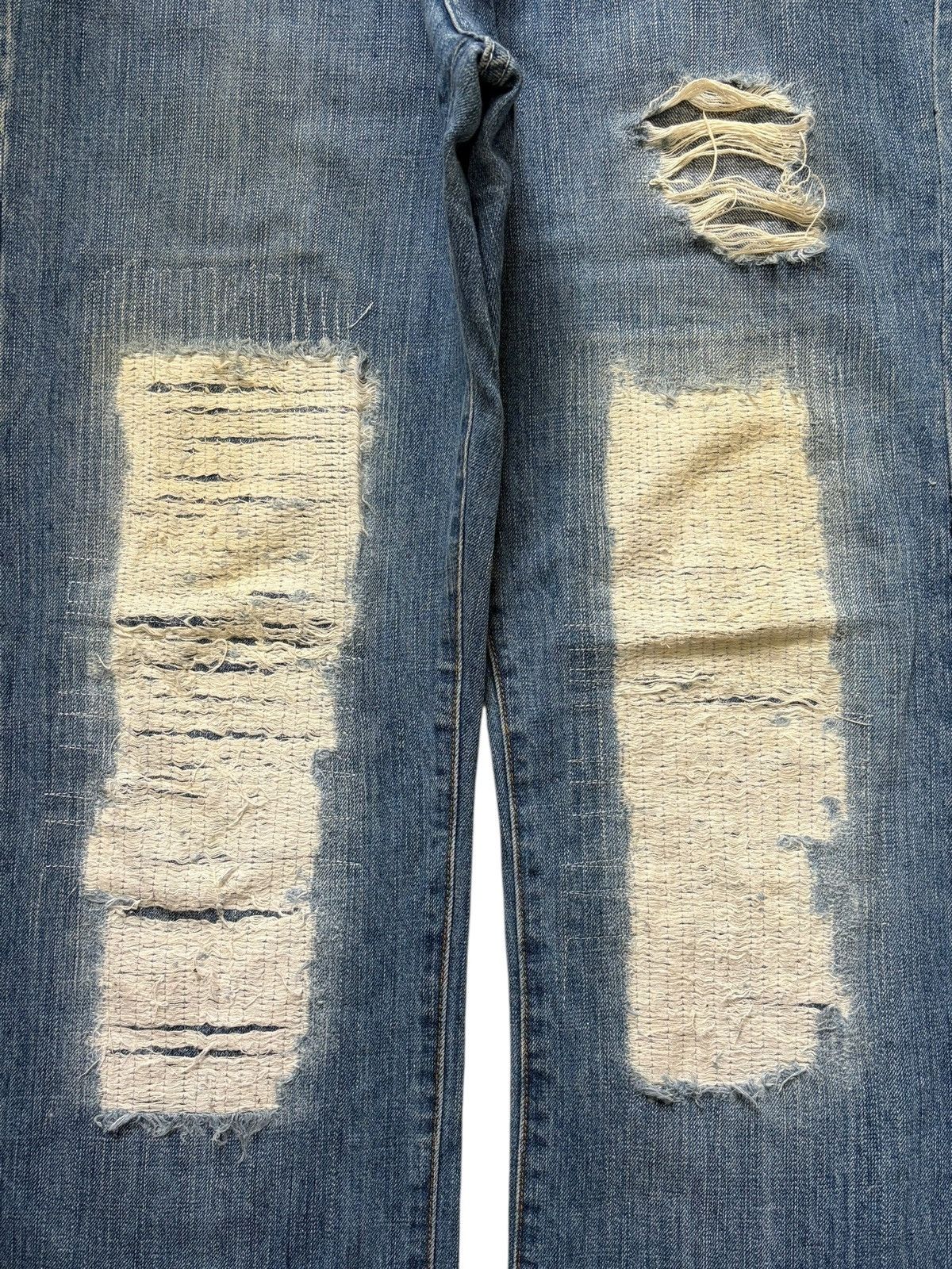 Kapital Vintage Japanese Brand Sashiko Distressed Loose Jeans Size 30" / US 8 / IT 44 - 3 Thumbnail