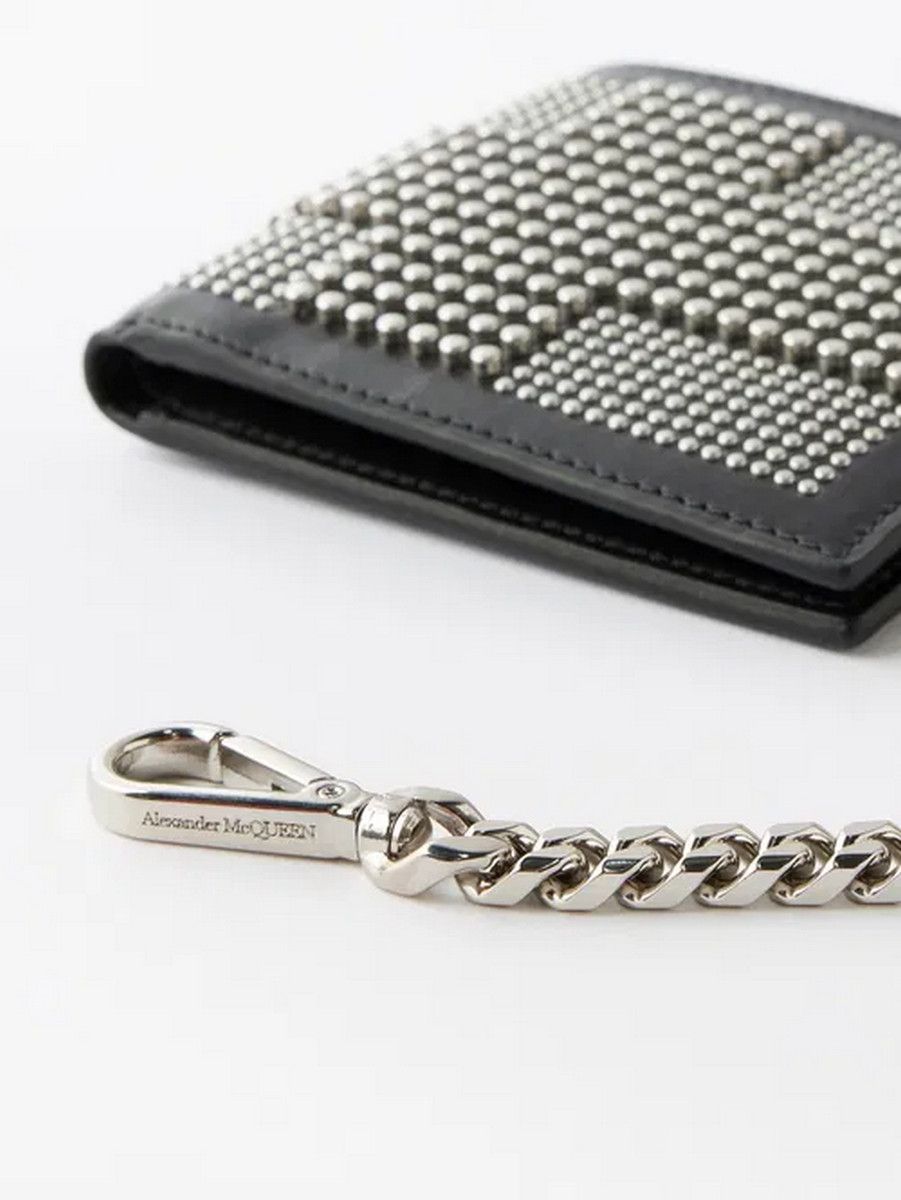 Alexander McQueen ALEXANDER MCQUEEN studded black leather wallet with chain q Size ONE SIZE - 2 Thumbnail