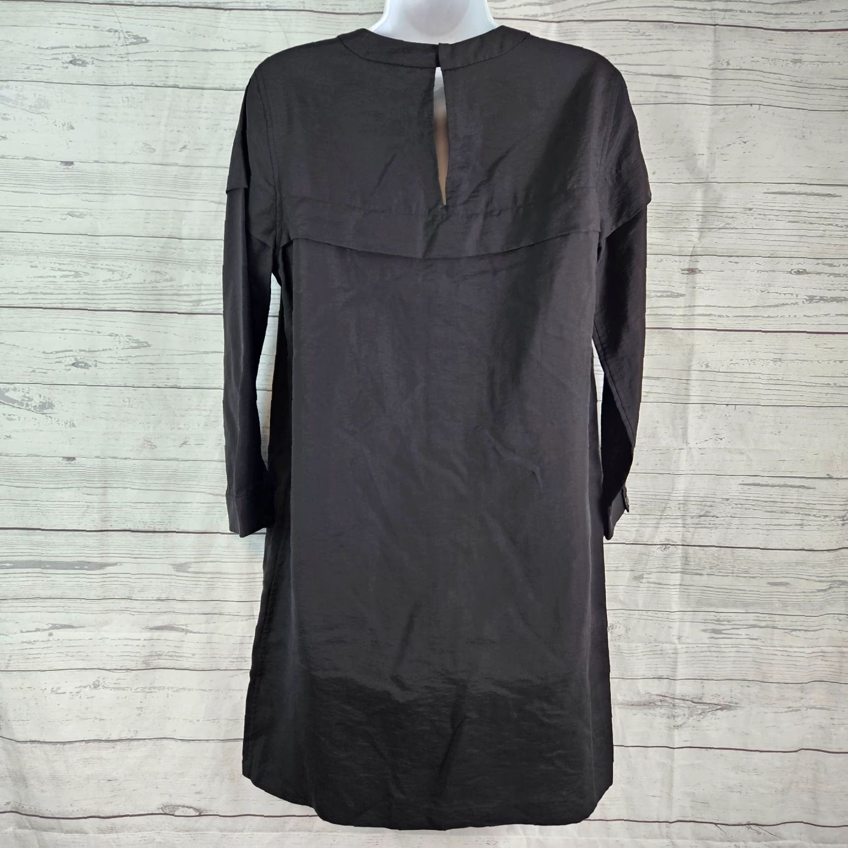 Vintage BLDWN Womens Annika Dress Solid Black Long Sleeve Lyocell Sz S Mini Short Length Mens Size S / US 4 / IT 40 - 3 Thumbnail