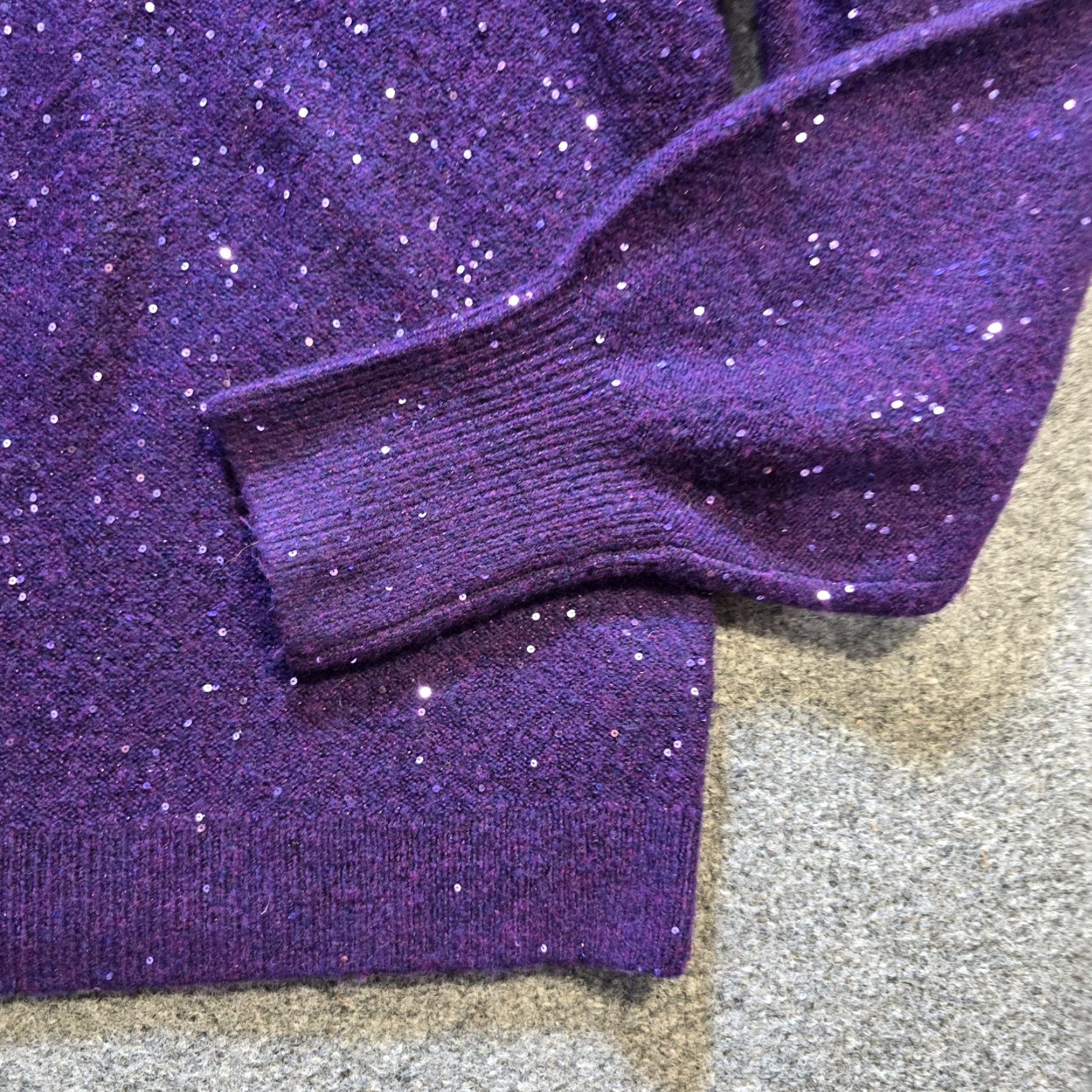 FatFace Fat Face Sweater Women Size 10 Purple Sequin Glitter Stretch Knit Balloon Sleeve Womens Size L / US 10 / IT 46 - 3 Thumbnail