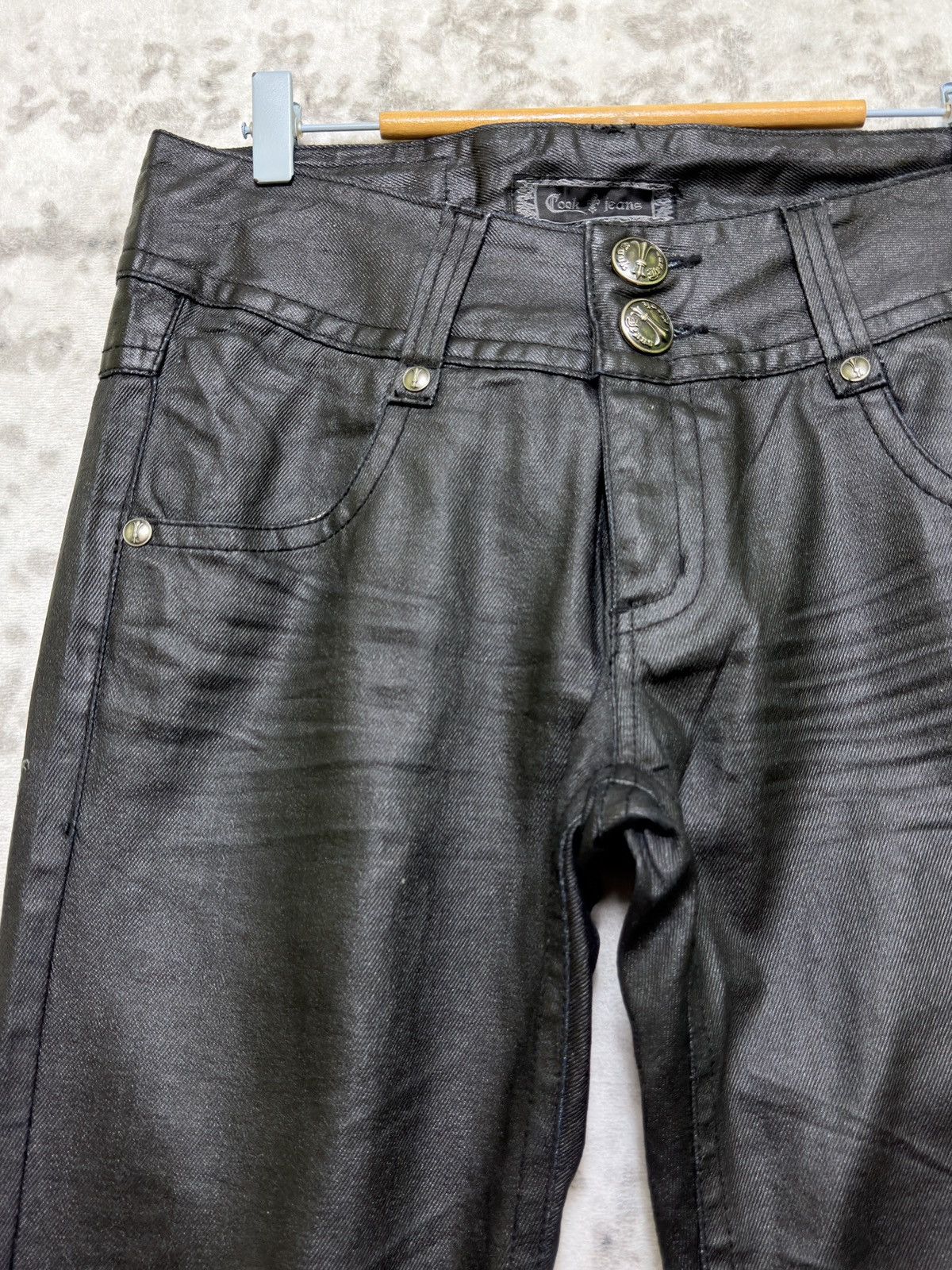 Le Grande Bleu (L.G.B.) Vintage Y2K Cook Jeans Coated Wax Finish Flared Jeans Size US 31 - 4 Thumbnail