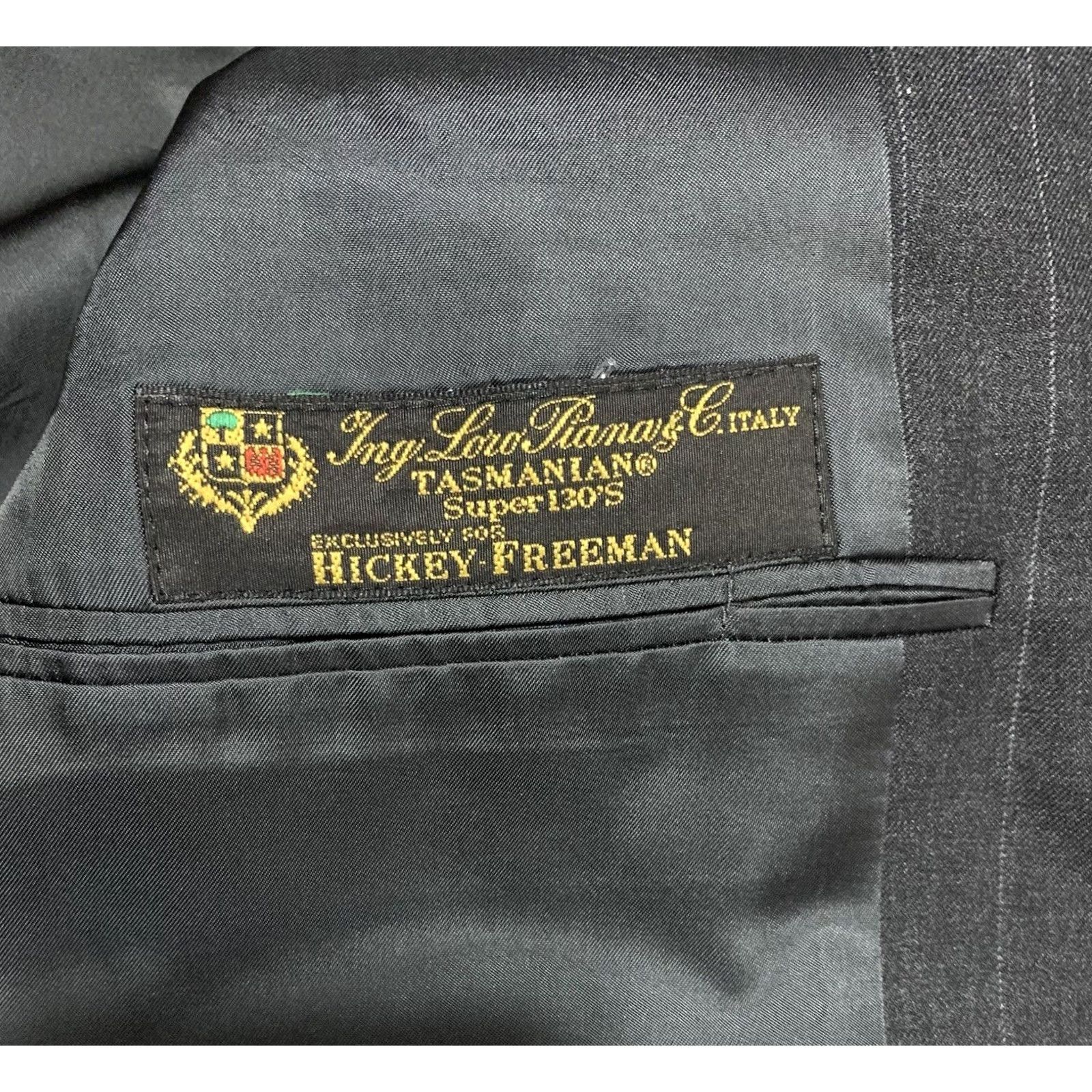 Madison Hickey Freeman Loro Piano Super 130s 42L Pinstripe Madison Blazer Sport Coat Set: Men's Wool Gray Long One-Vented Single-Breasted Two-Button Size 42R - 3 Thumbnail