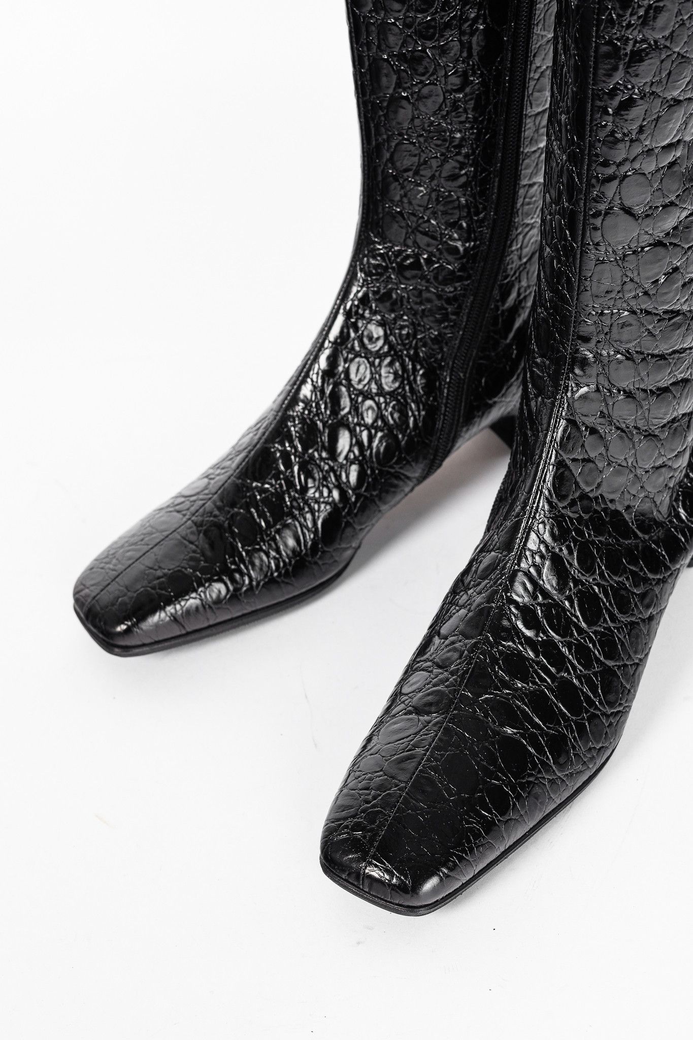 By Far BY FAR Edie Circular Croco-Embossed Leather Knee-High Boots Size US 8.5 / IT 38.5 - 6 Thumbnail