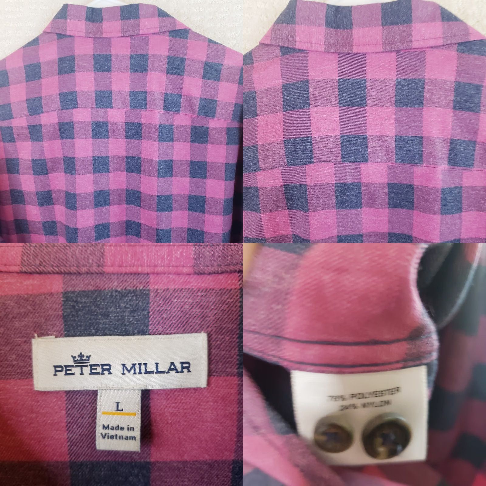 Peter Millar Peter Millar Men’s L Pink Plaid Button-Down Light Preppy Shirt Stretch Size US L / EU 52-54 / 3 - 8 Thumbnail