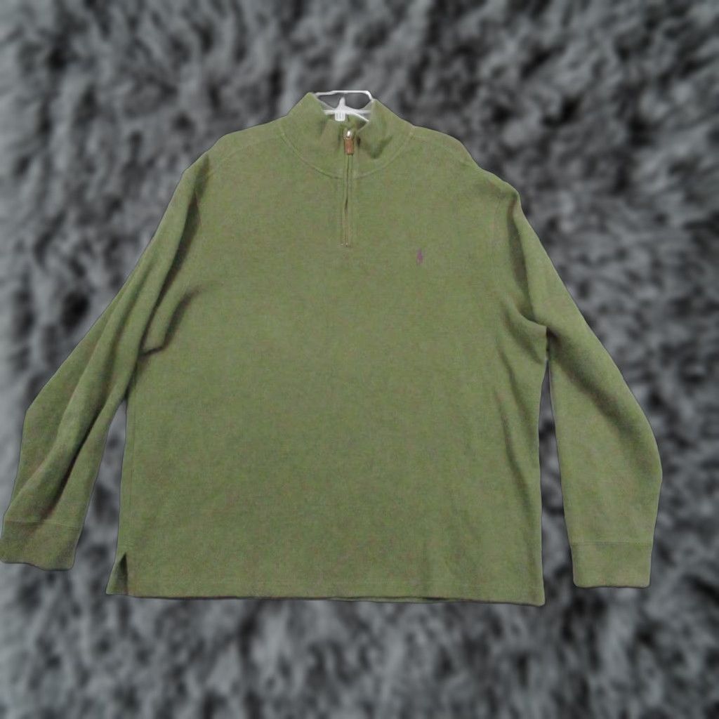 Polo Ralph Lauren Polo Ralph Lauren Mens Sweater Pullover 2XL Green Half Zip Mock Neck Pony Logo Knit Cotton, 1/2 Zip, Heavyweight, All Seasons, Classic Preppy,Mens Size US XXL / EU 58 / 5 - 1 Thumbnail