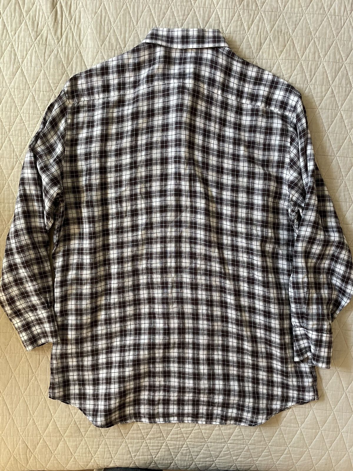 Canali Check Print Linen Shirt Size US XL / EU 56 / 4 - 7 Thumbnail