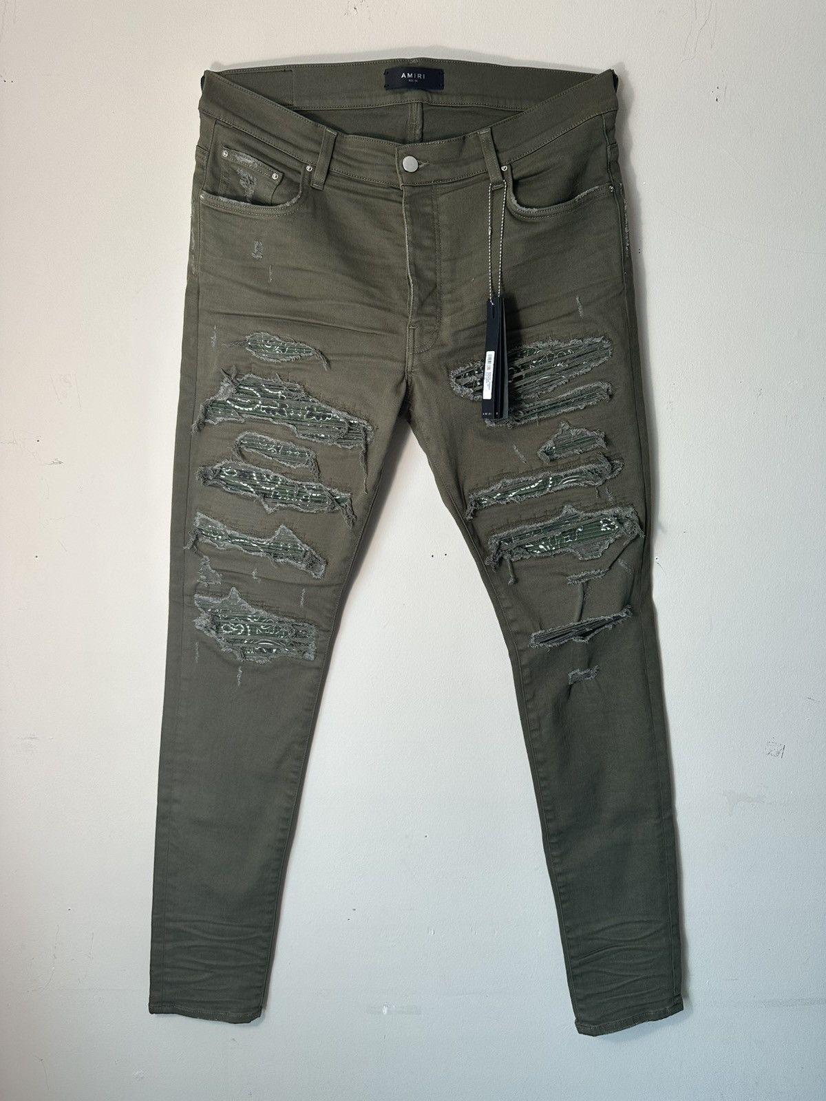 Amiri Amiri Bandana Thrasher Olive Green Jeans Size US 34 / EU 50 - 1 Thumbnail