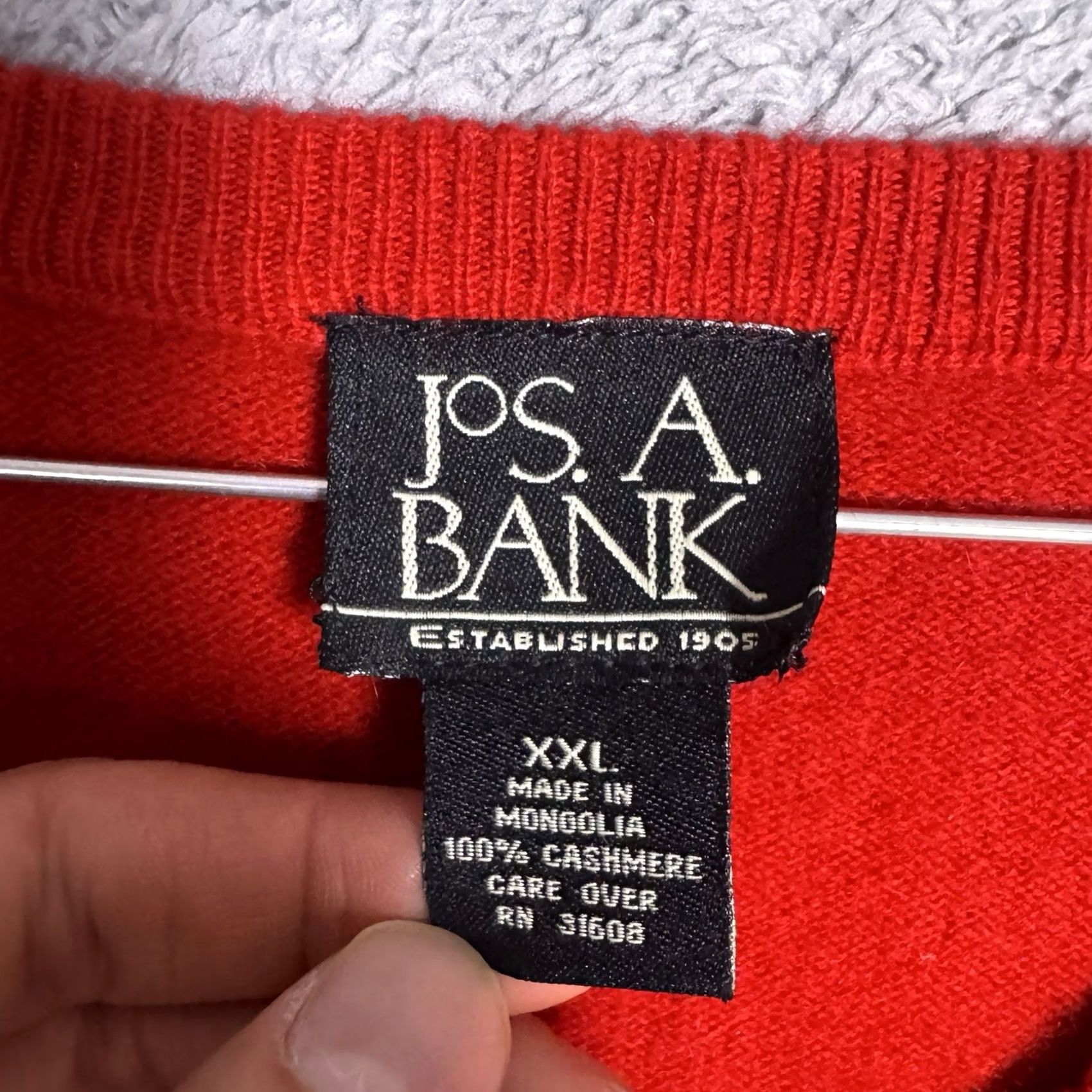 Jos. A. Bank Jos A. Bank Sweater Mens 2XL XL Mongolian Cashmere V-Neck Jumper Quiet Luxury Red Knit Pullover Holiday Winter Mens Size US XXL / EU 58 / 5 - 5 Thumbnail