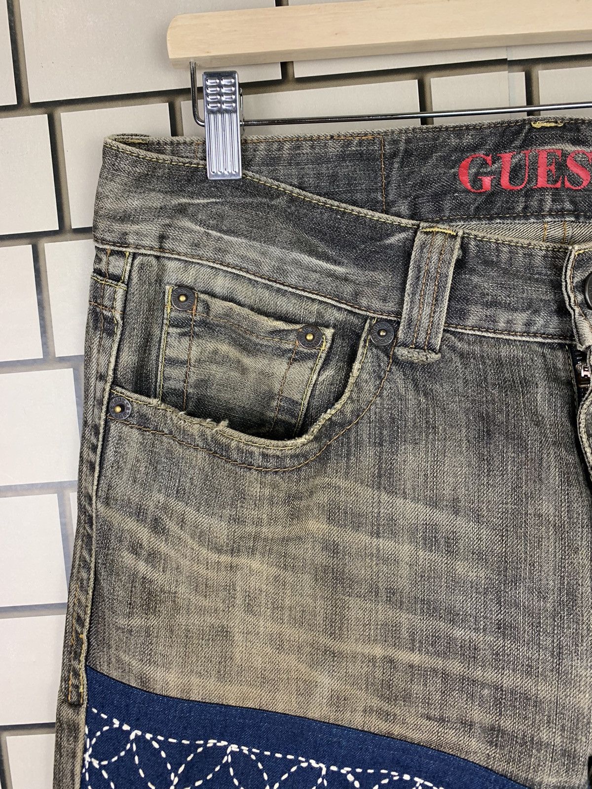Guess Vintage Guess Custom Patchwork Distressed Denim Pants Size US 35 - 8 Thumbnail