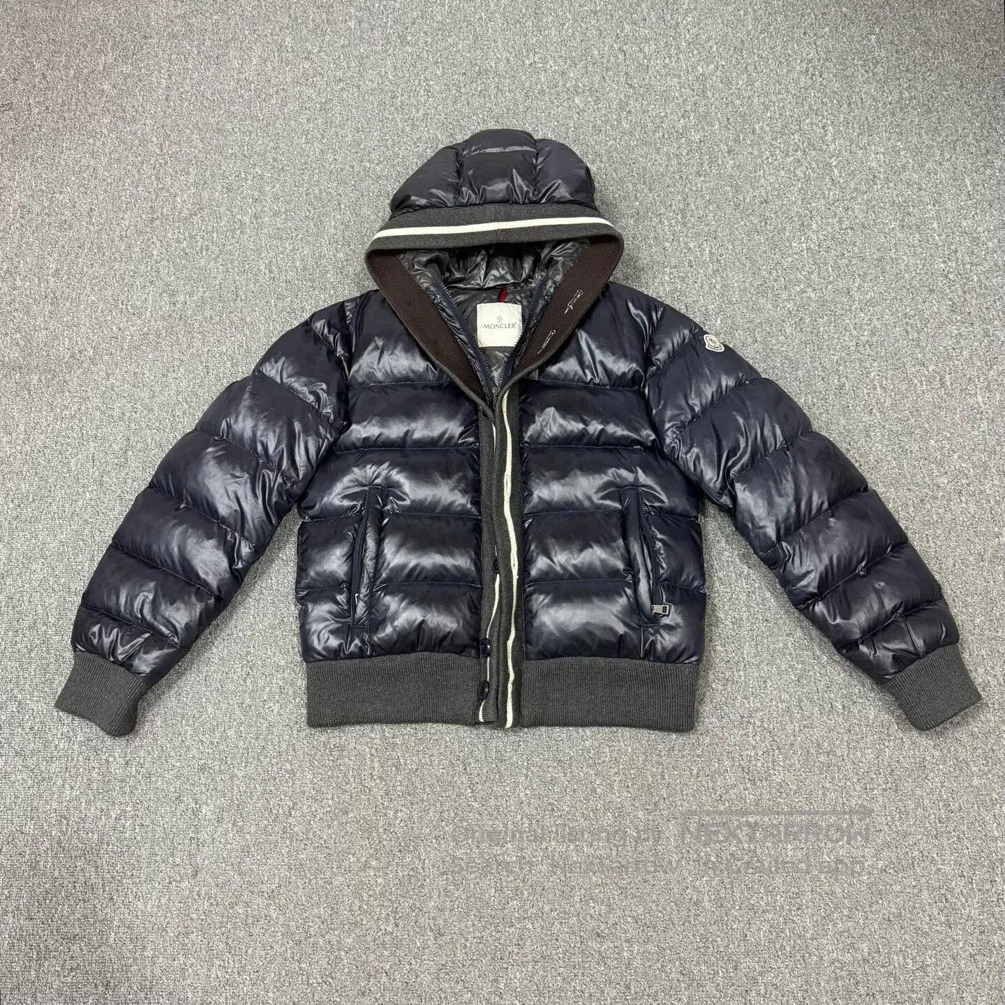Moncler dark blue shiny puffer jacket by Moncler. Size US M / EU 48-50 / 2 - 1 Thumbnail