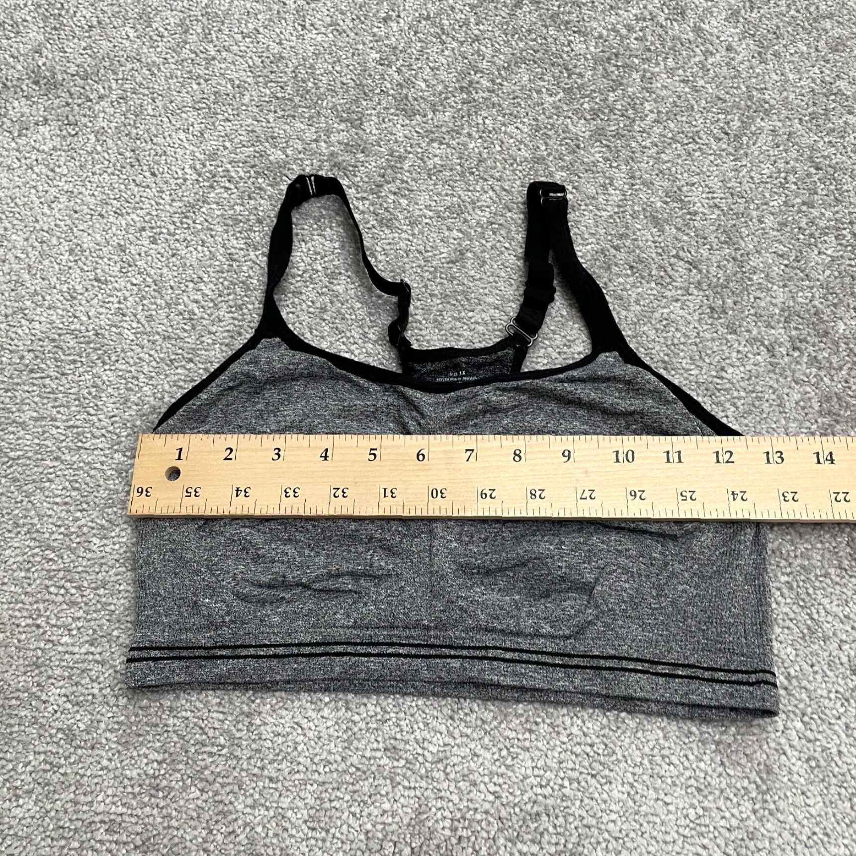 Vintage Unbranded Sports Bra Bralette Womens 1X Gray Black Racerback Active Gym Athletic Size ONE SIZE - 5 Thumbnail