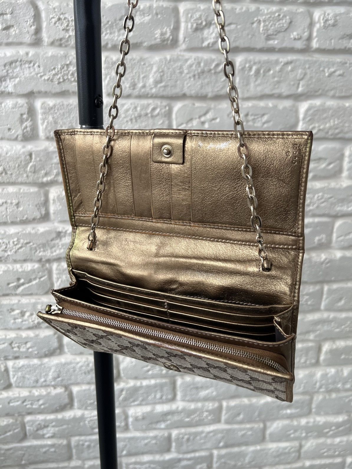 Gucci Gucci GG Monogram Vintage Canvas Clutch Chain Wallet Bag Size ONE SIZE - 4 Thumbnail