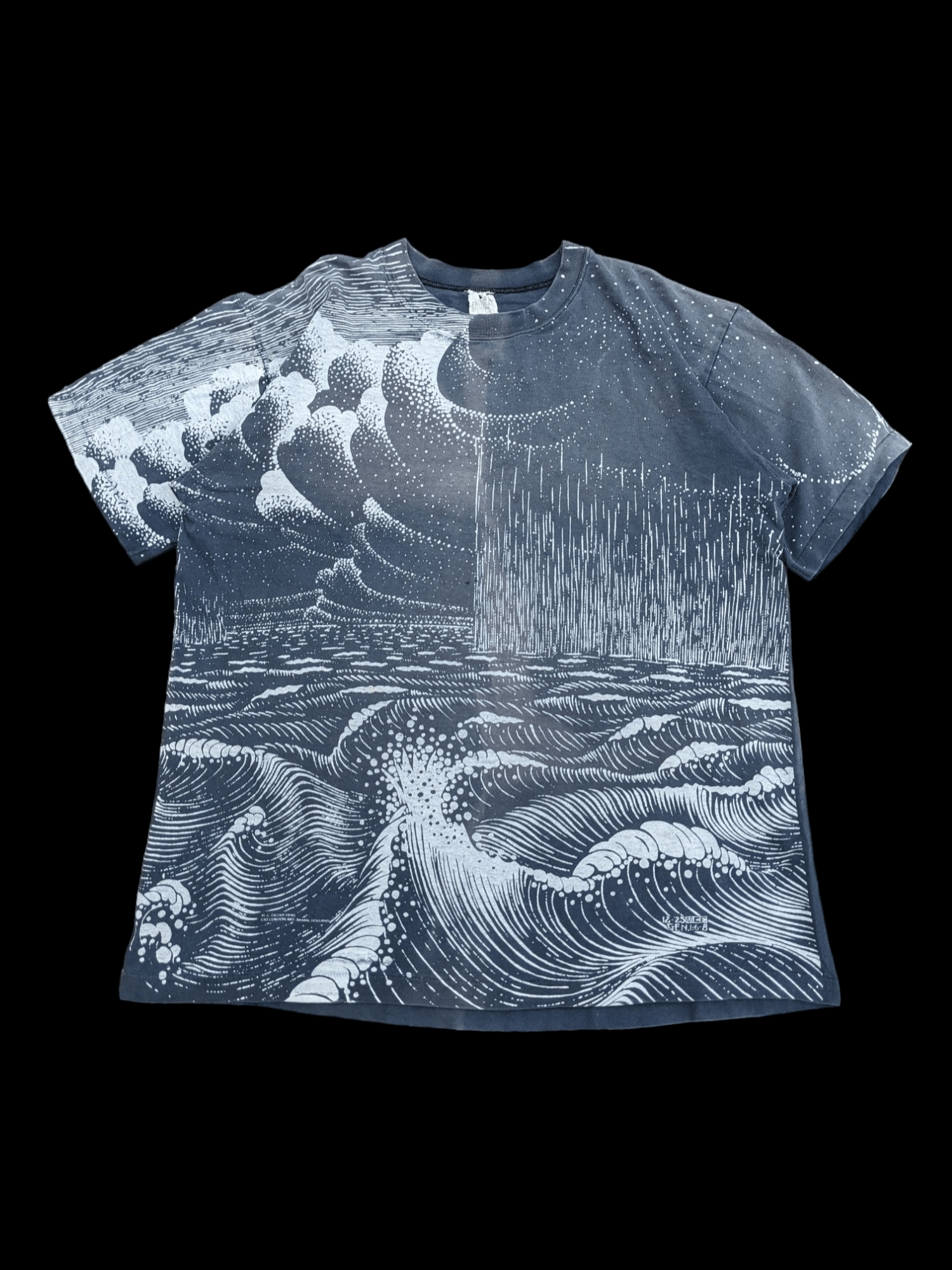 Image of Vintage 90's Aop Art Mc Escher Heirs Tee in Faded Black, Men's (Size XL)