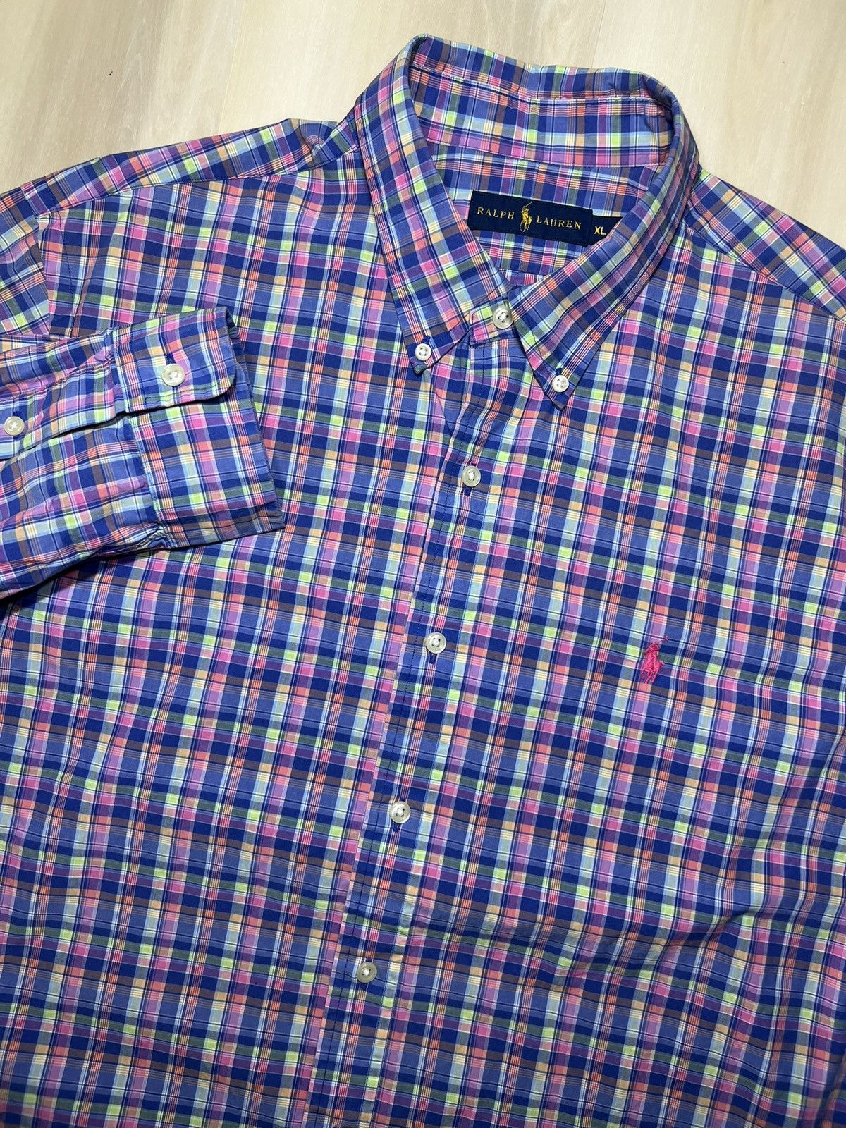 Polo Ralph Lauren Polo Ralph Lauren Long Sleeve Shirt Pink/Blue/Green Sz XL Size US XL / EU 56 / 4 - 1 Thumbnail