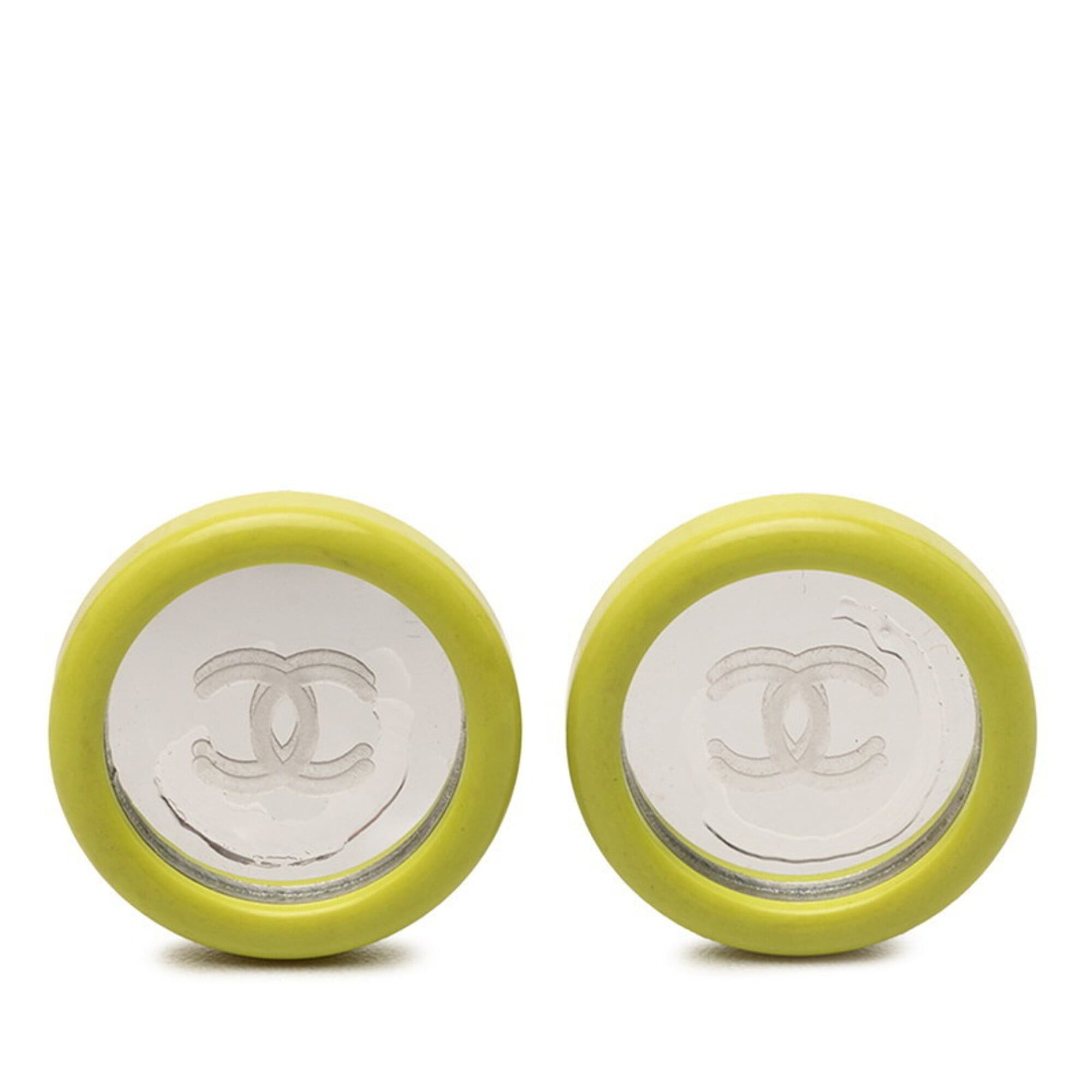 Chanel Chanel Coco Mark Mirror Earrings, Gold and Green Plated Plastic, Women's. Size ONE SIZE - 1 Thumbnail