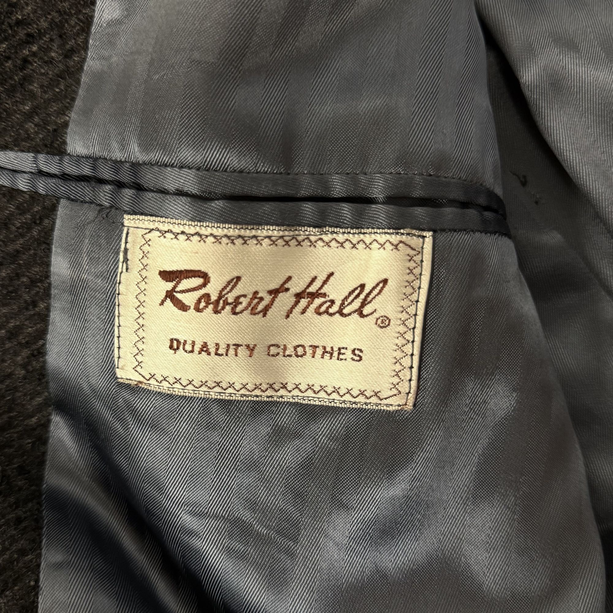 Other Vtg Robert Hall Charcoal TRENCH Coat Gentlemans Jacket Size 44R - 5 Thumbnail