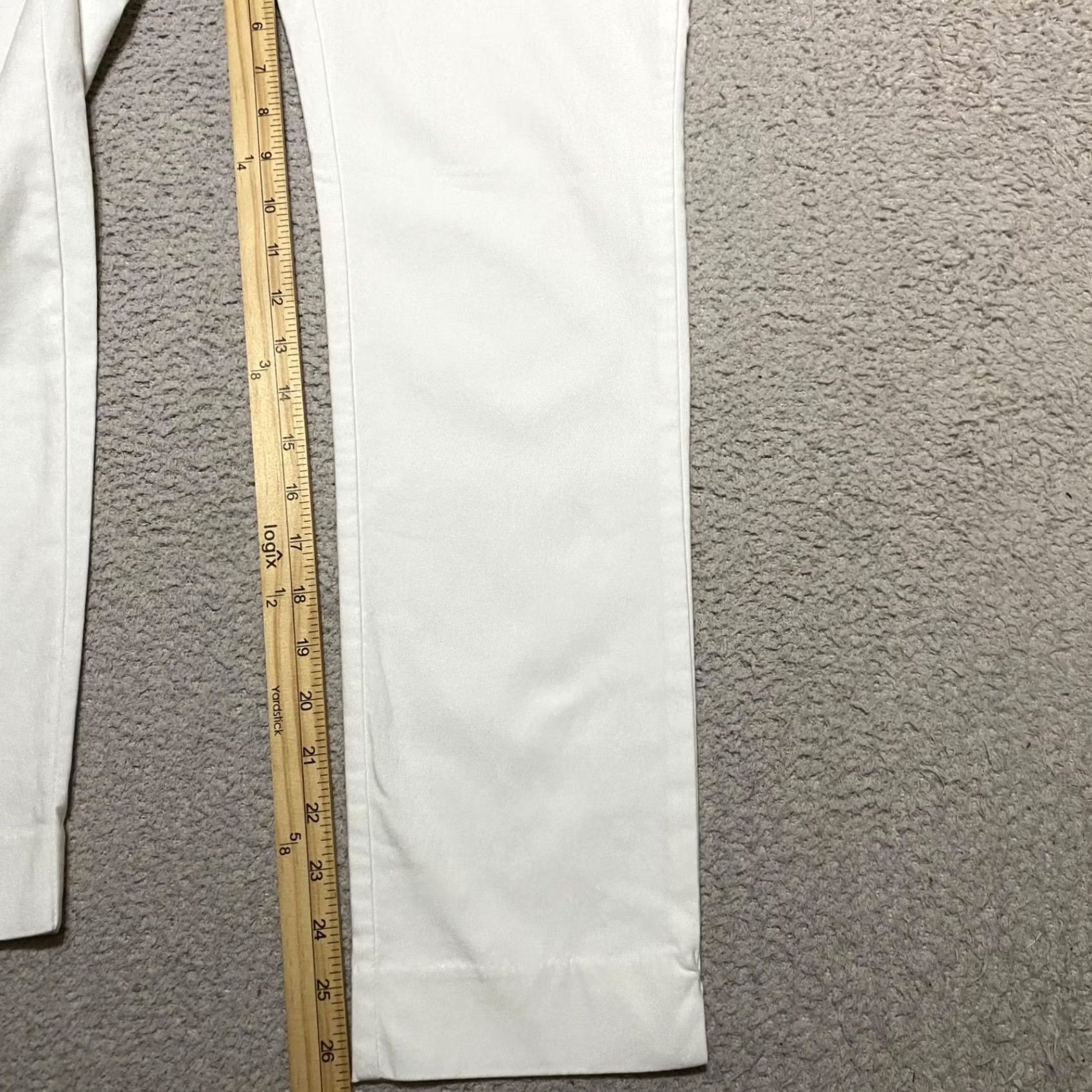 Vintage Chico's White Mid Rise Pull On Ankle Pants Women 4 Straight Front Solid 26in Inseam Preppy Style, Business Casual Size 27" / US 4 / IT 40 - 6 Thumbnail