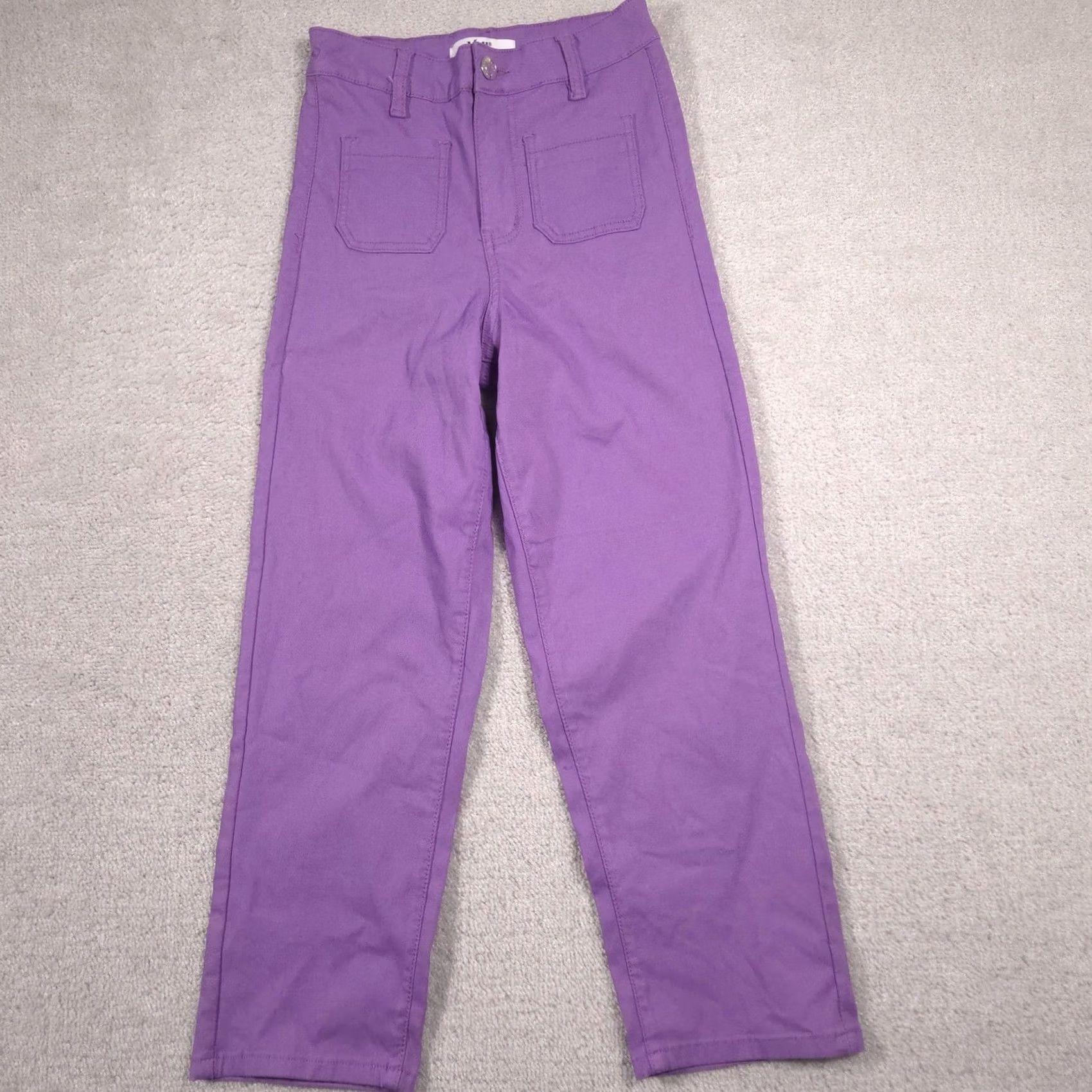 Vintage YMI Pants Womens M Purple Twill Straight Leg Chino Capri Zip Fly Stretch Size 32" / US 10 / IT 46 - 2 Thumbnail
