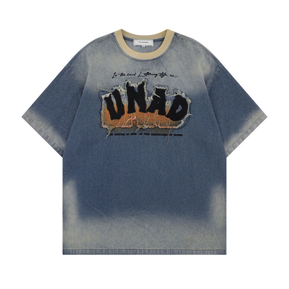 Japanese Brand × Vintage American alphabet patch embroidery loose gradient t-shirt Size US M / EU 48-50 / 2 - 1 Thumbnail